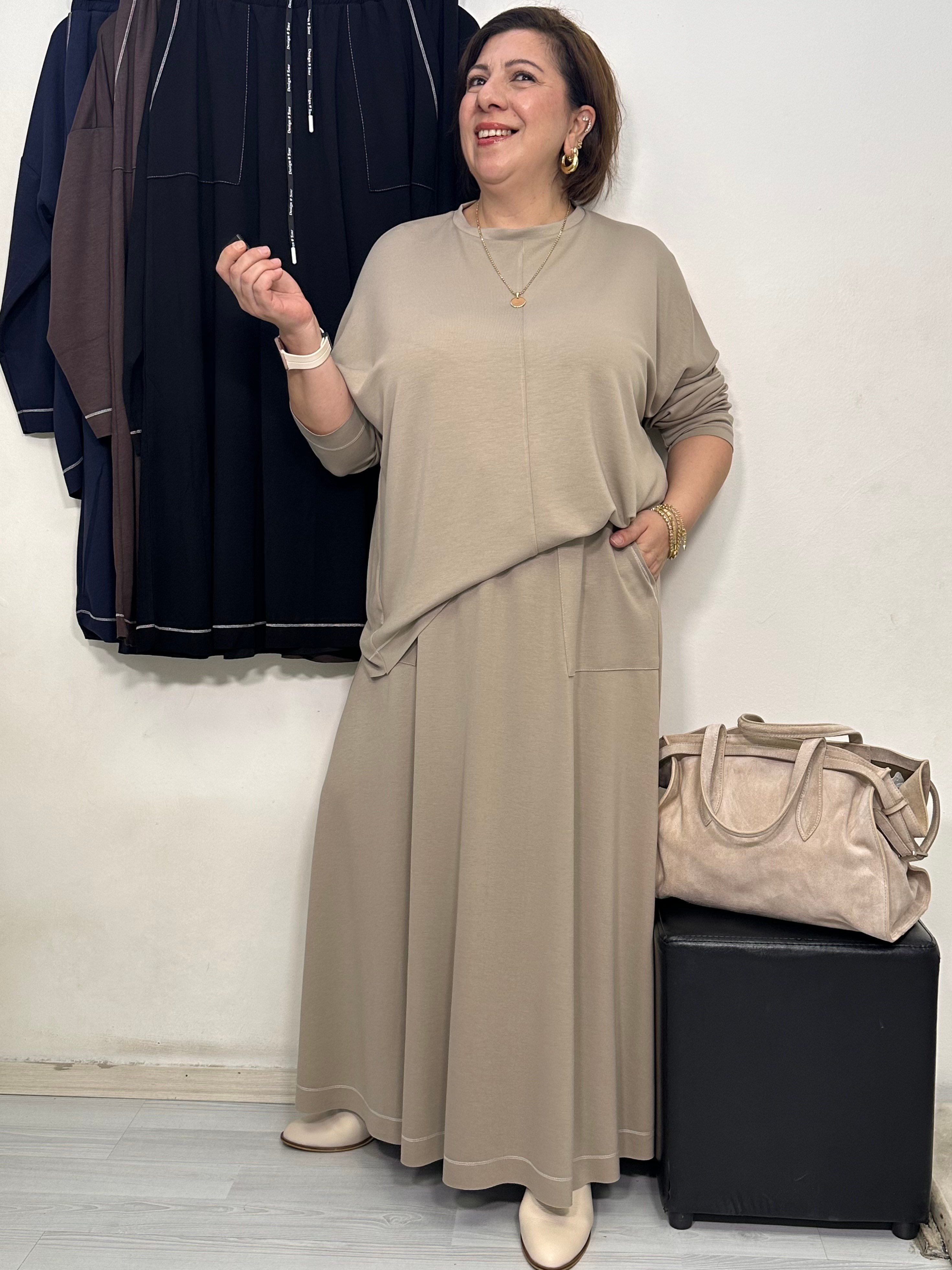 Elegance Oysho Etekli Takım Bej