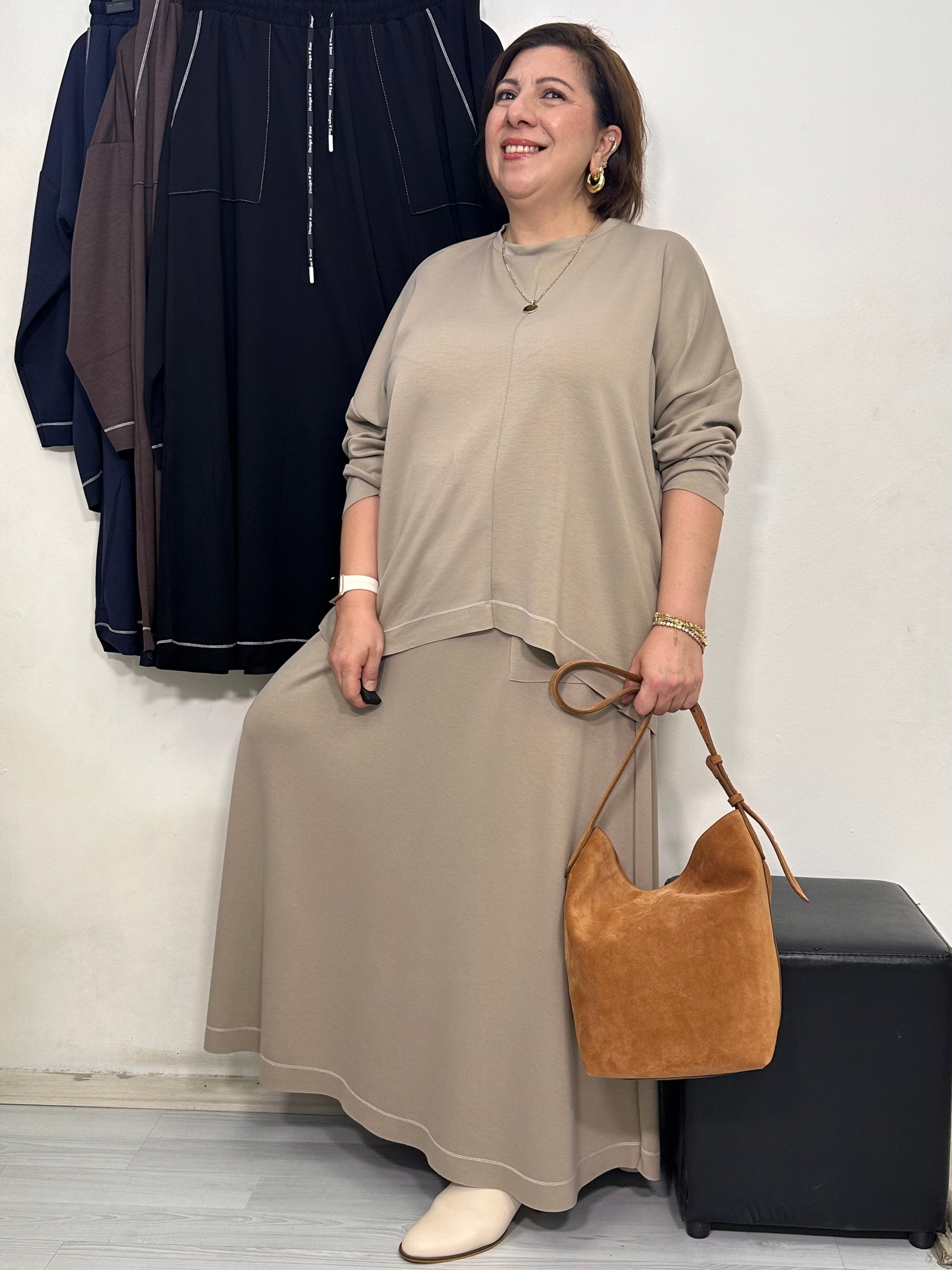 Elegance Oysho Etekli Takım Bej