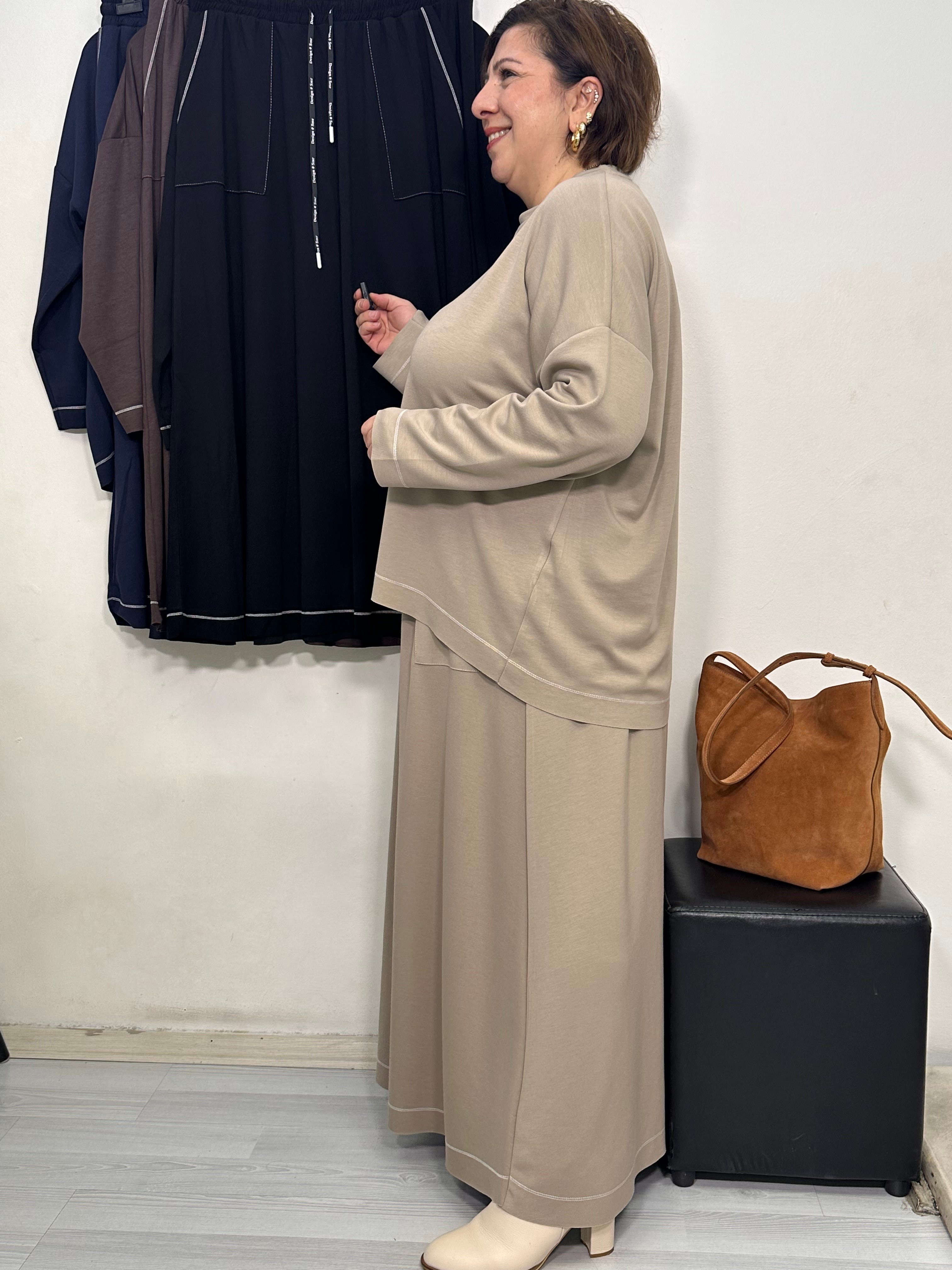 Elegance Oysho Etekli Takım Bej