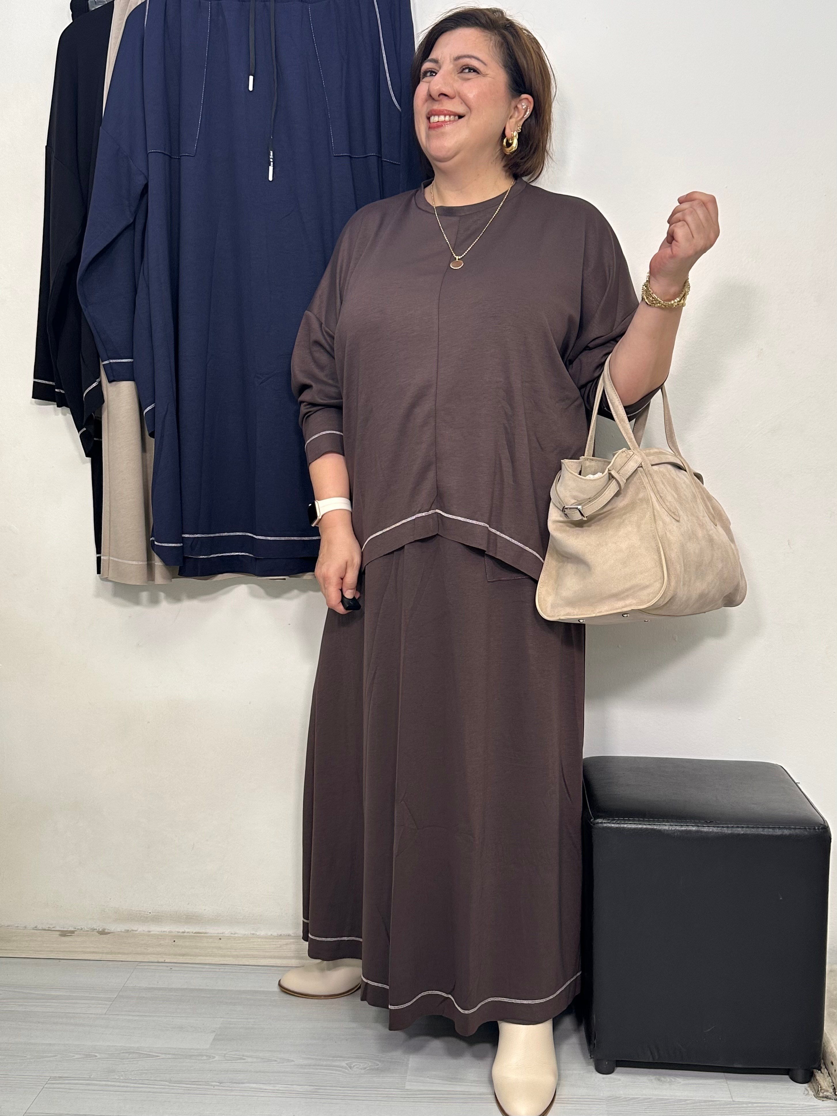 Elegance Oysho Etekli Takım Kahverengi