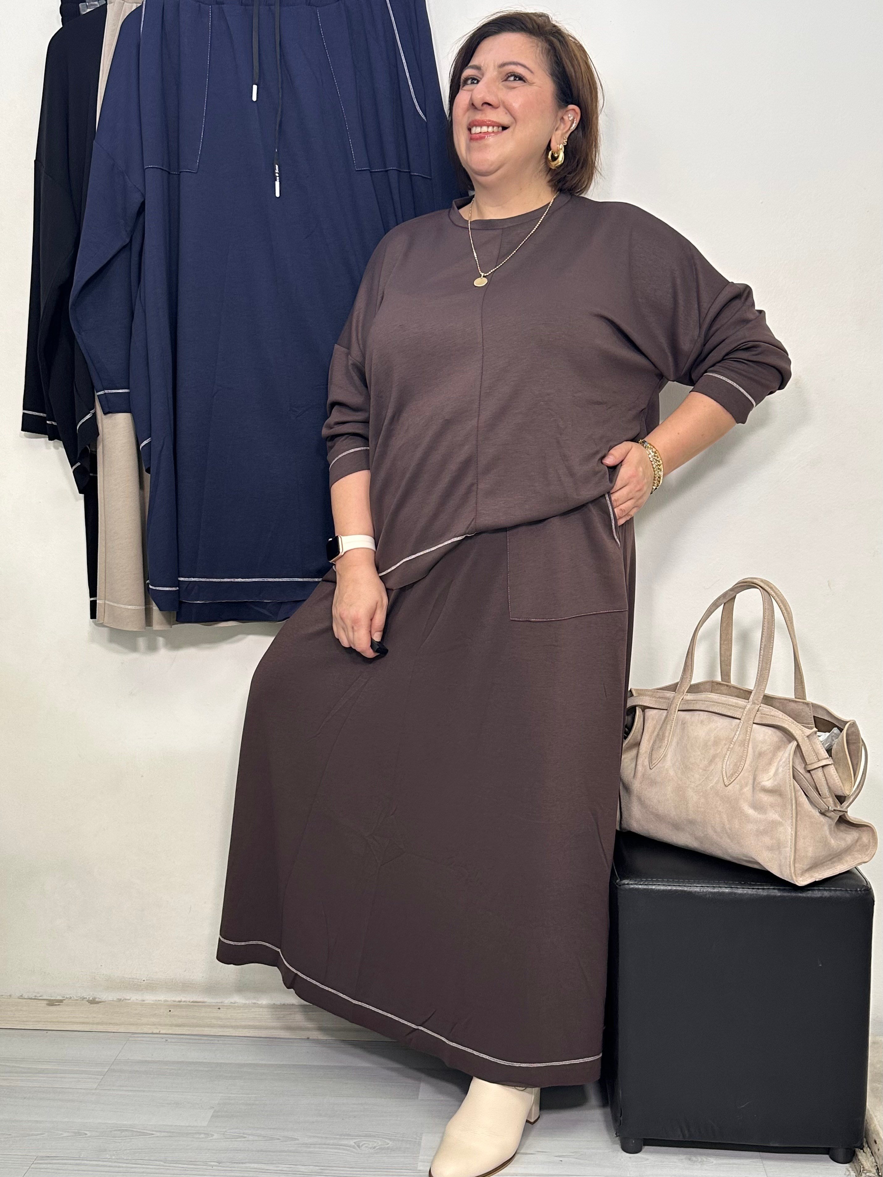 Elegance Oysho Etekli Takım Kahverengi