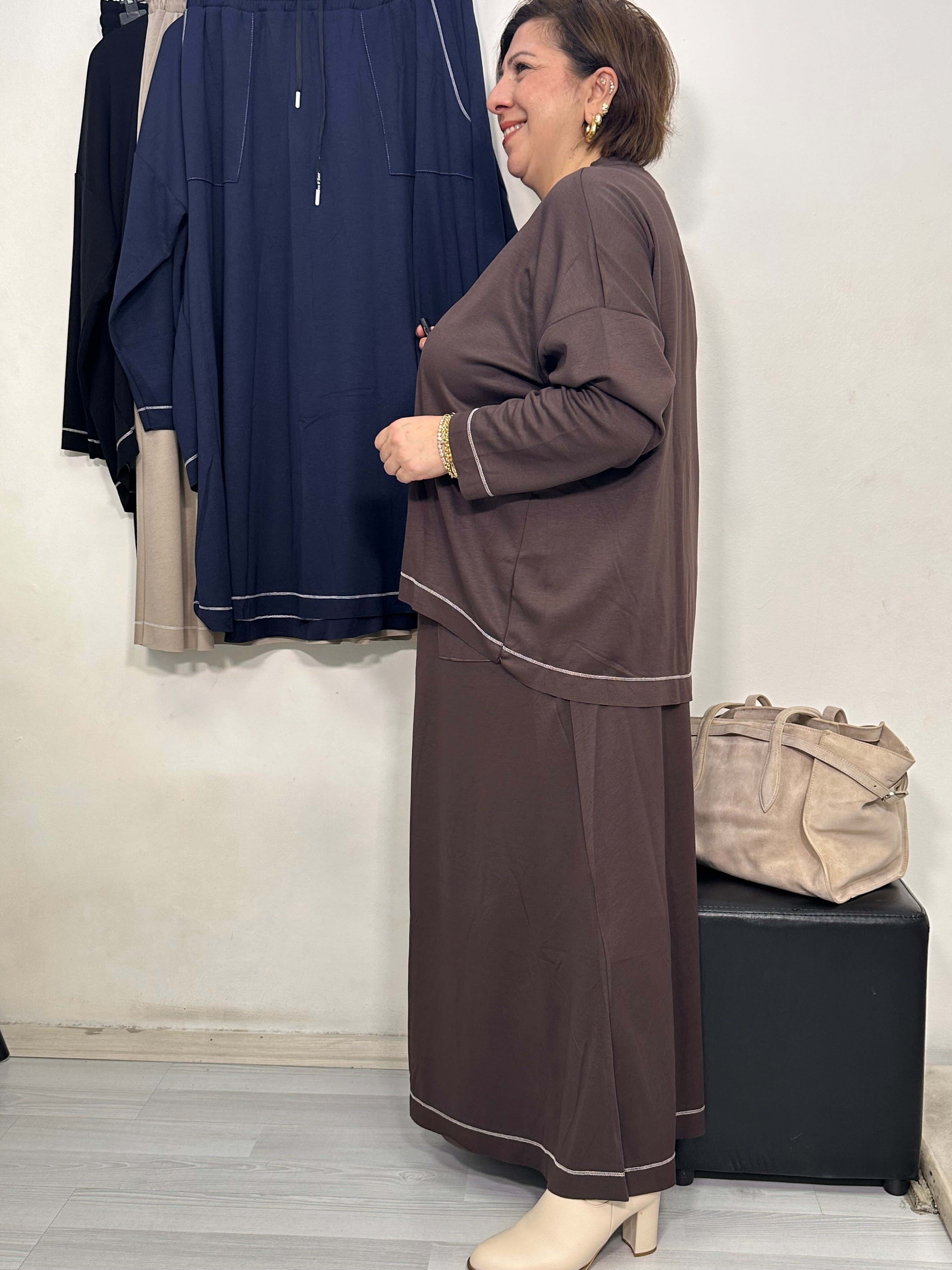 Elegance Oysho Etekli Takım Kahverengi