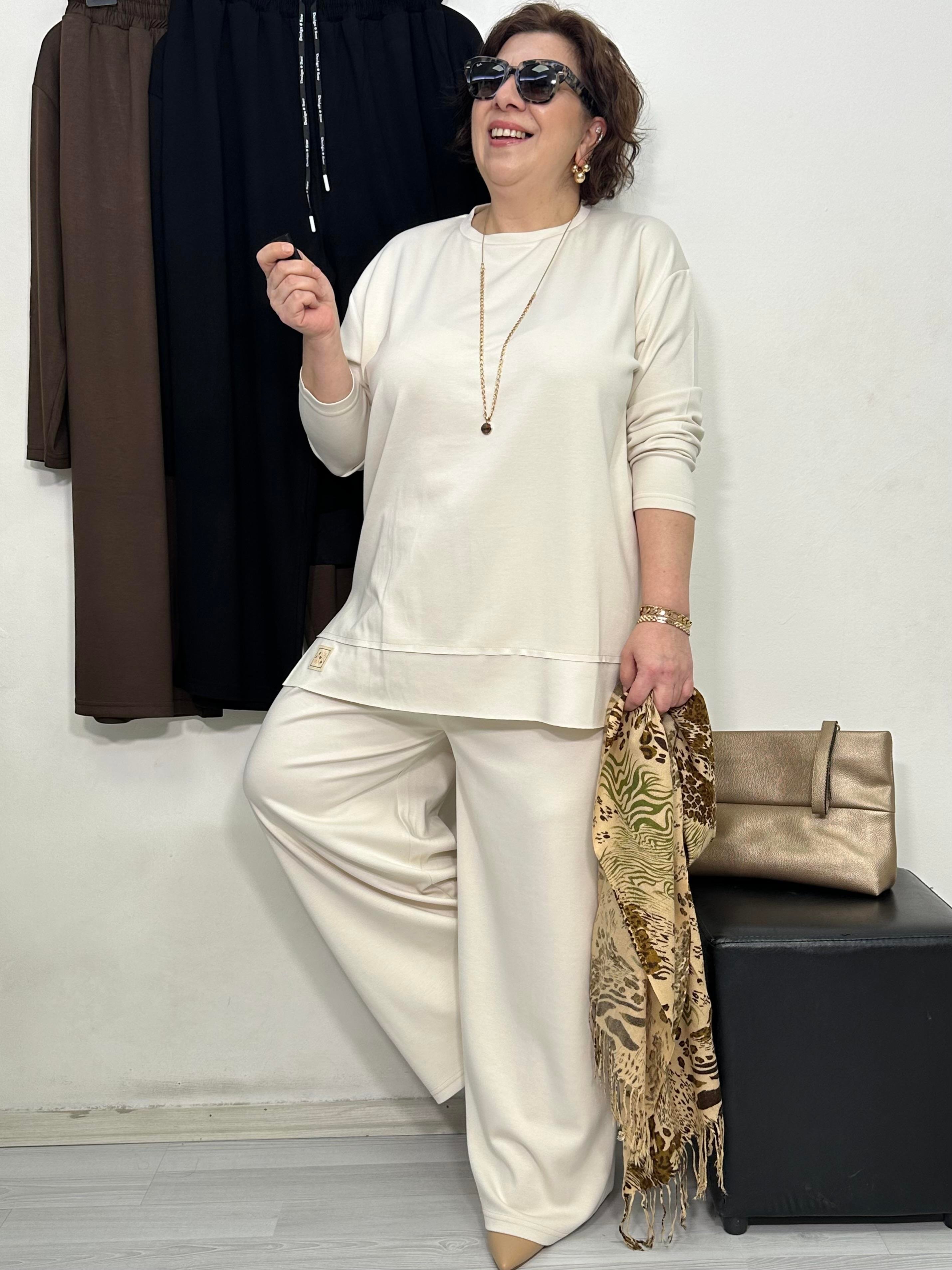 Elegance Oysho Palazzo Takım Krem
