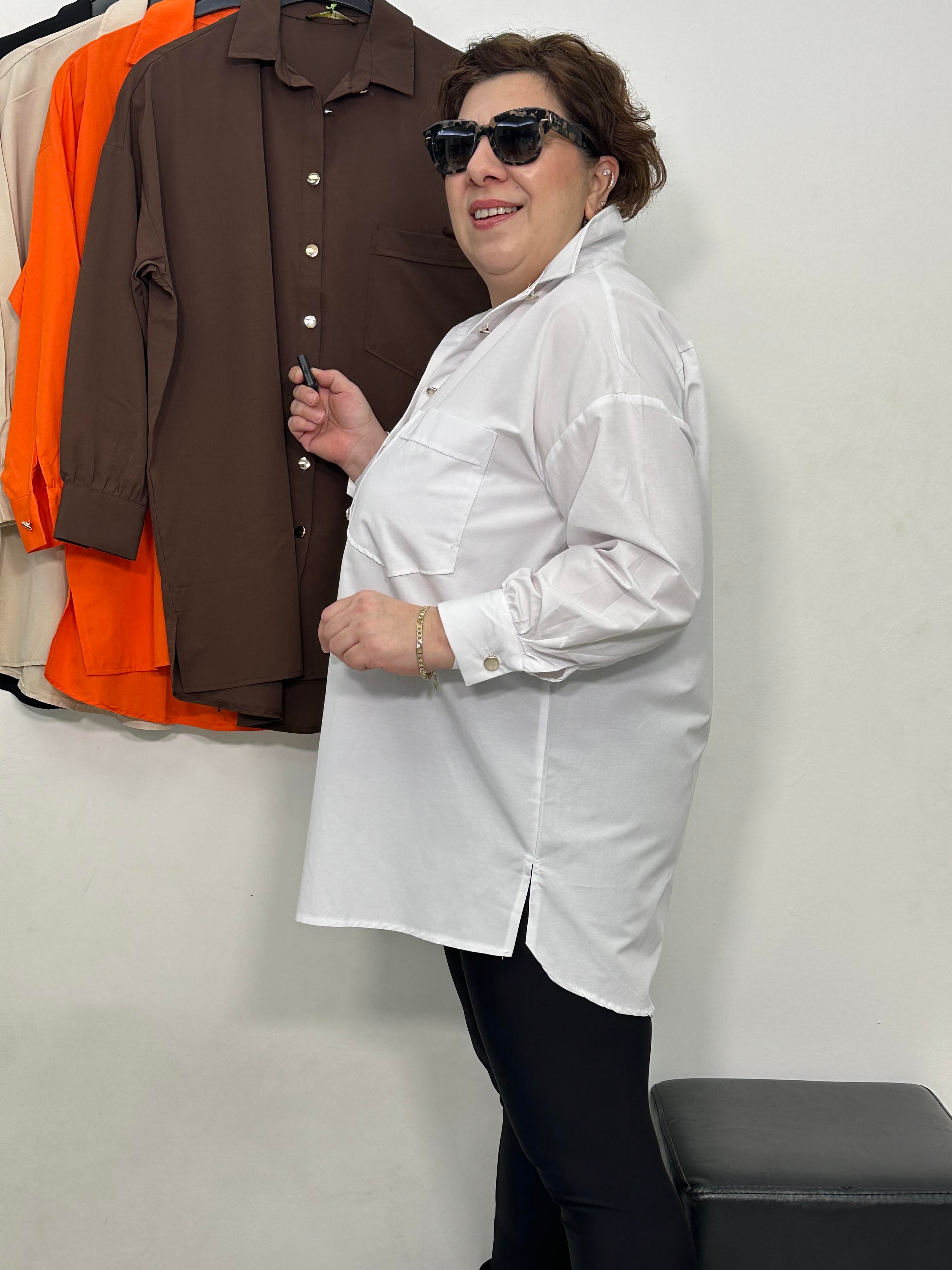 Goldie Poplin Basic Gömlek Beyaz