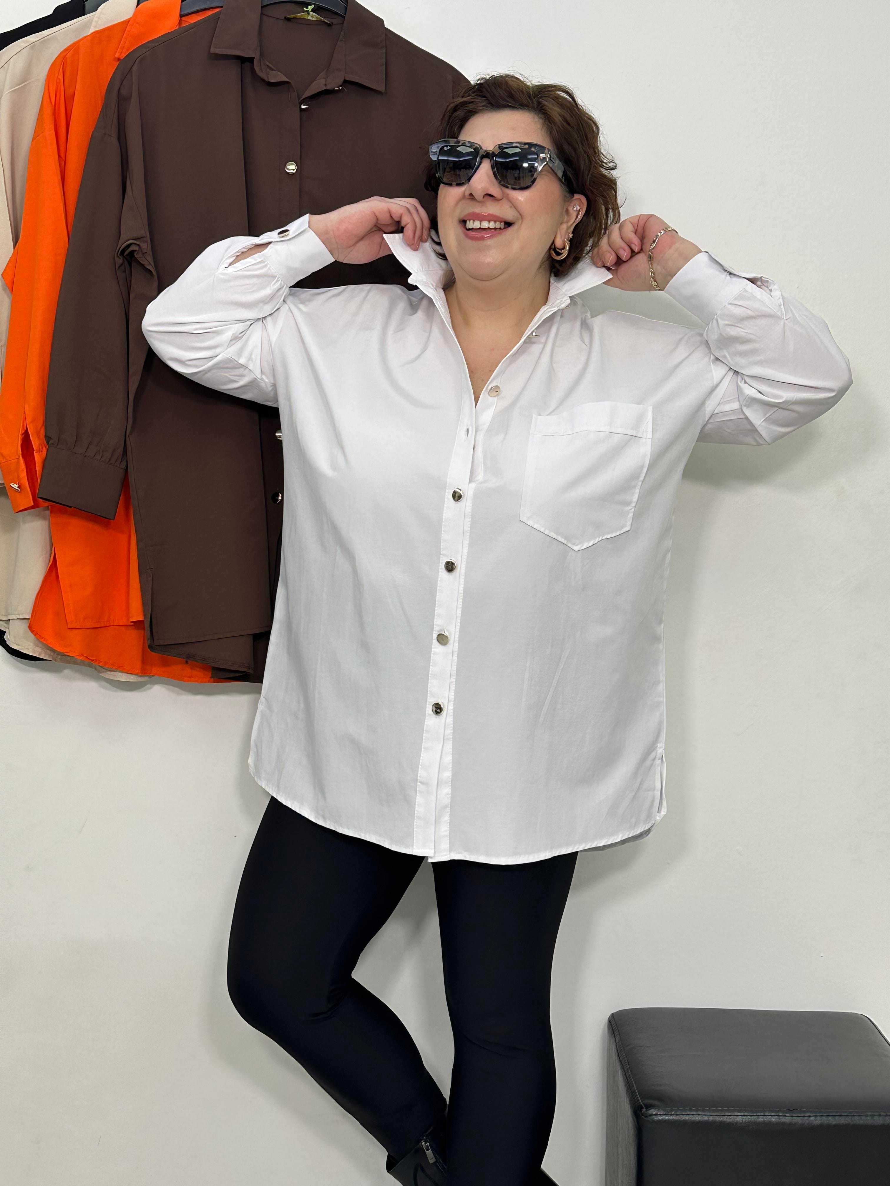 Goldie Poplin Basic Gömlek Beyaz