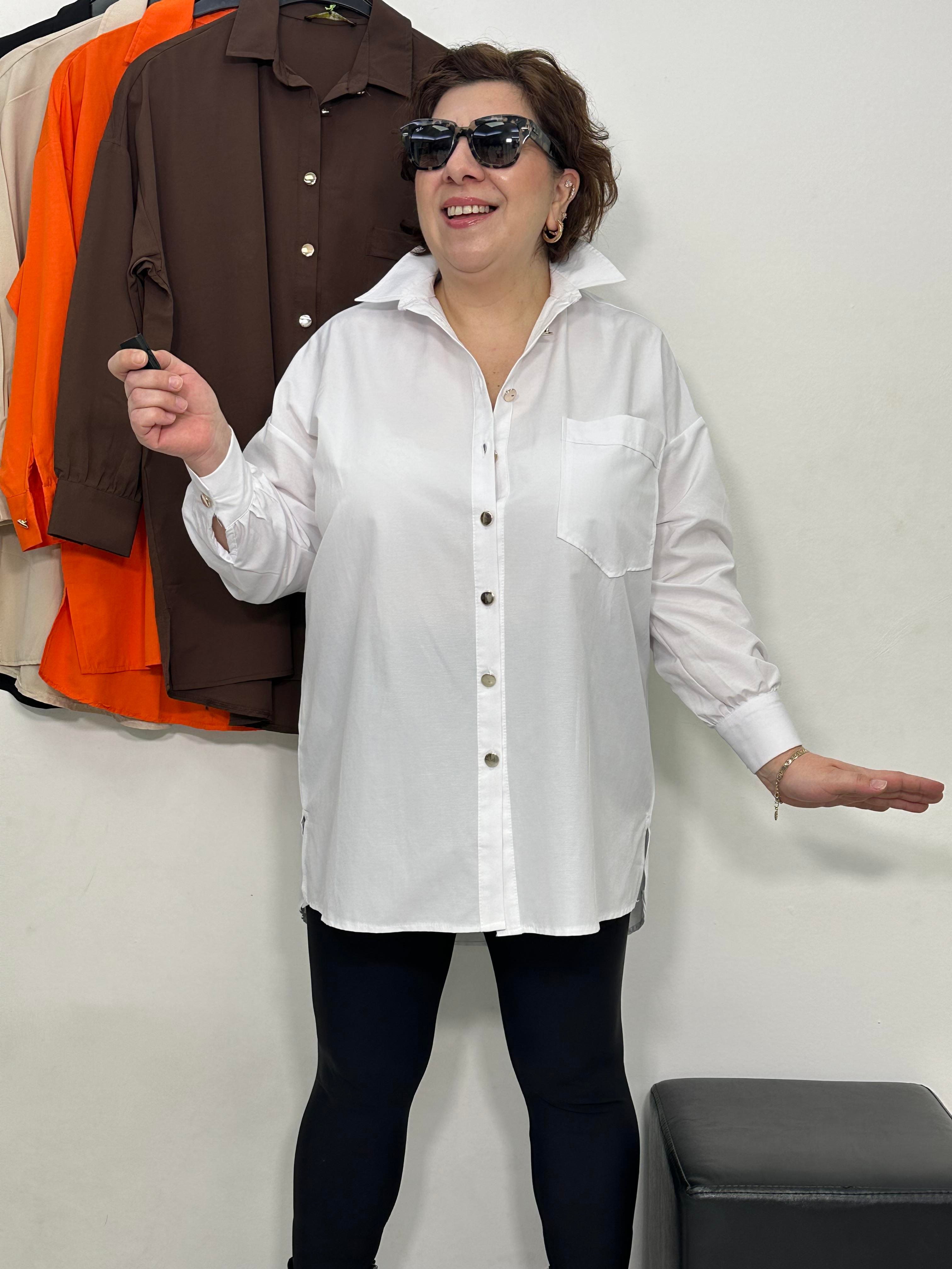 Goldie Poplin Basic Gömlek Beyaz