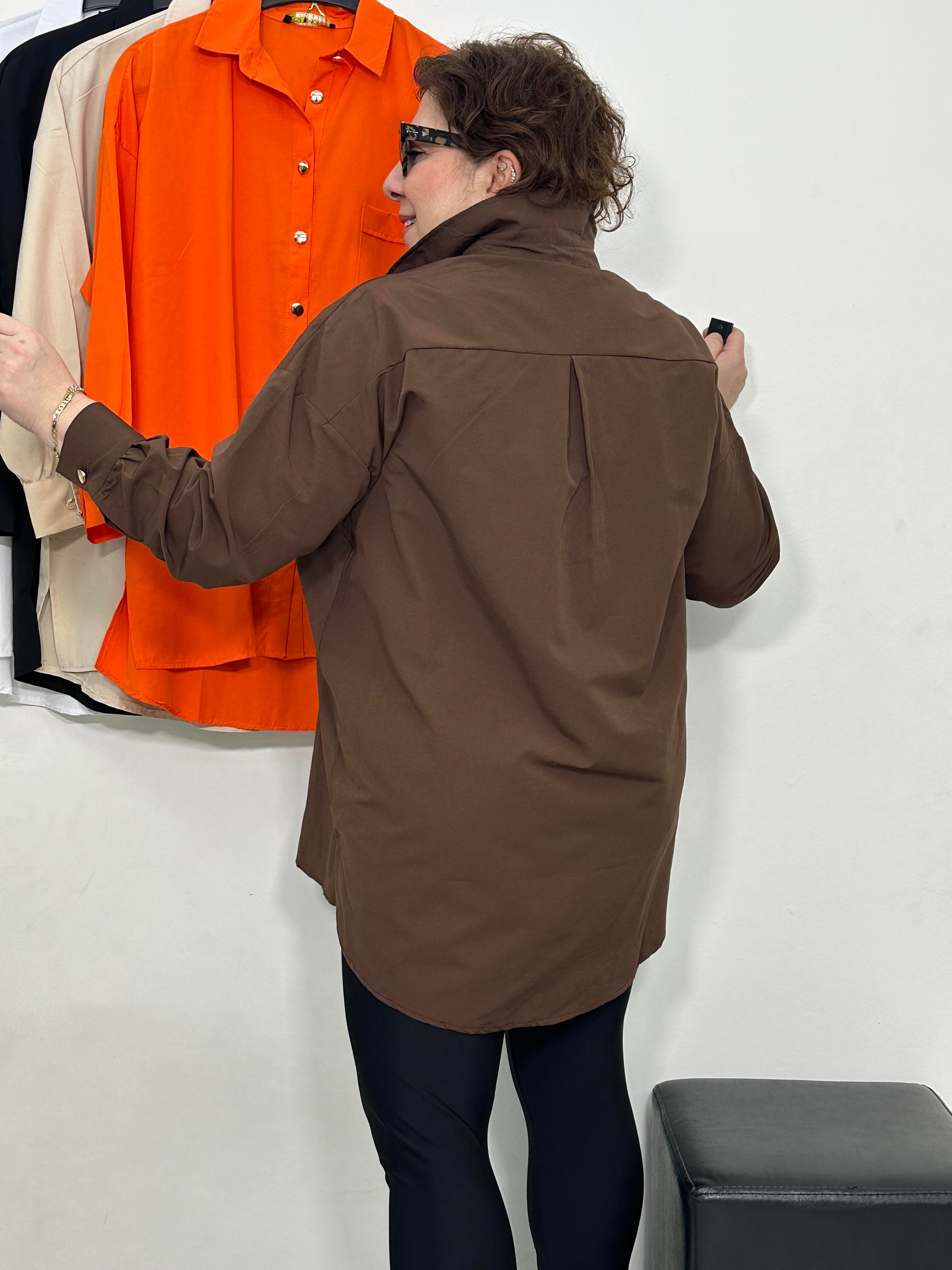 Goldie Poplin Basic Gömlek Kahverengi