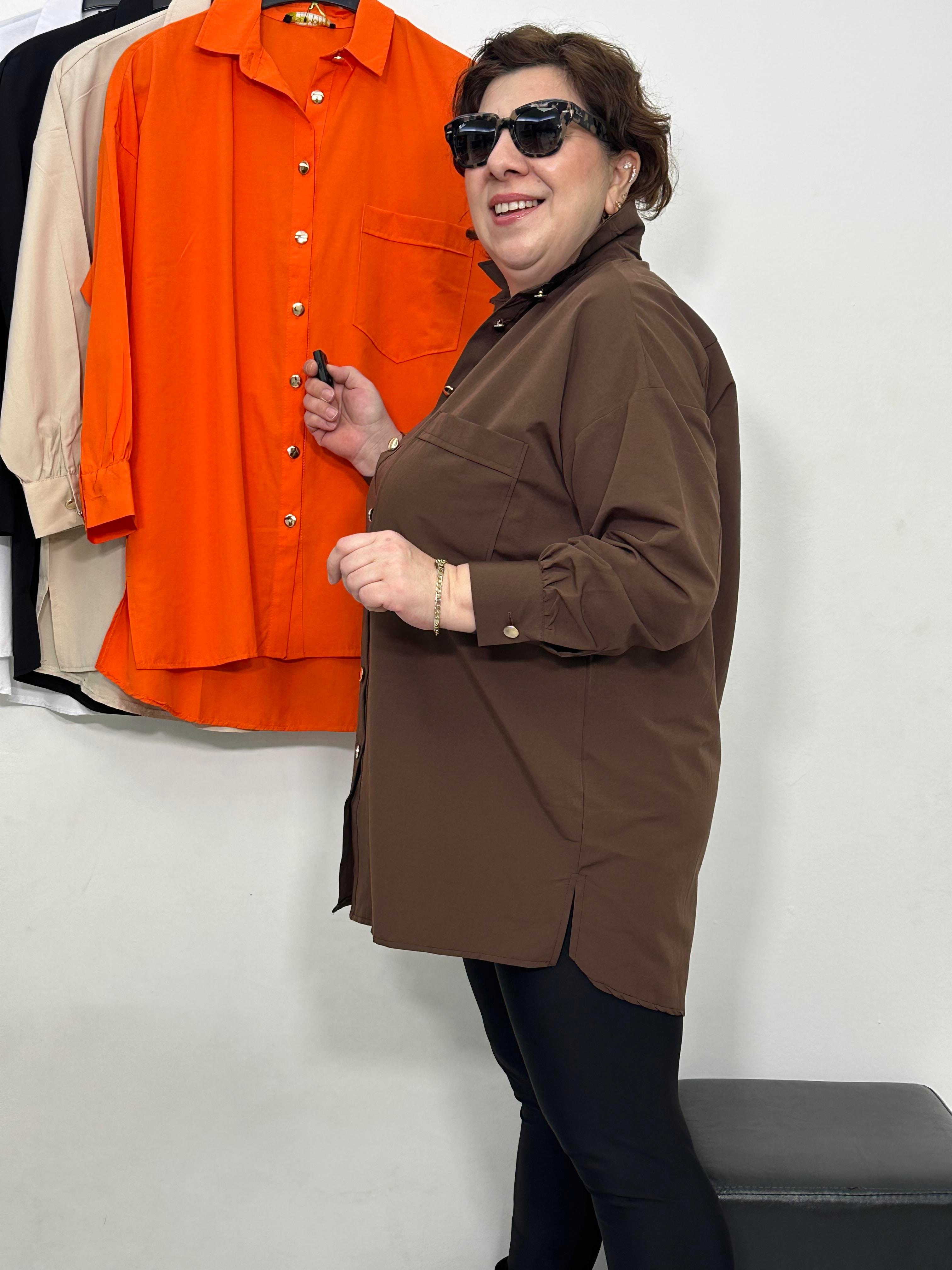 Goldie Poplin Basic Gömlek Kahverengi