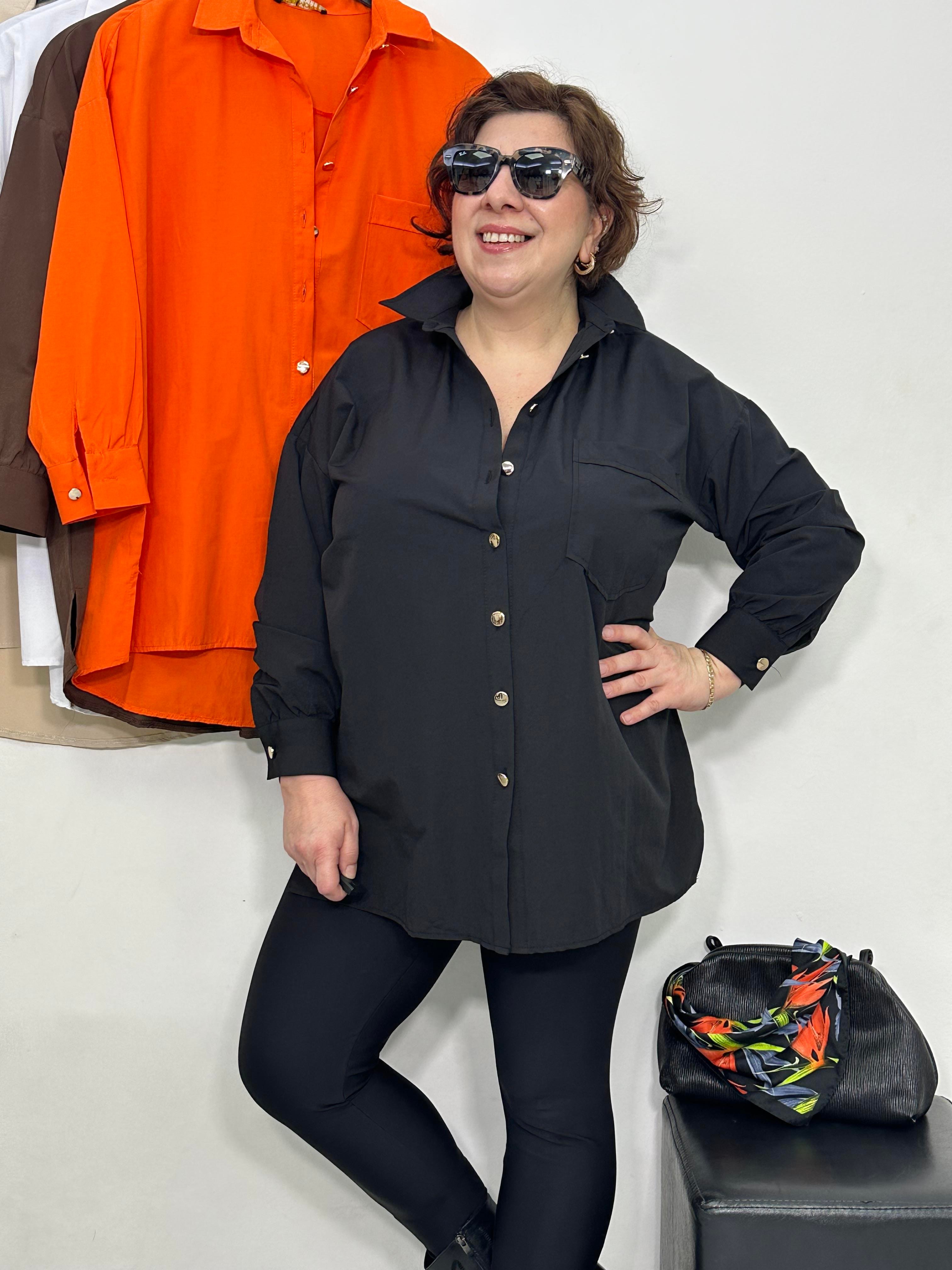 Goldie Poplin Basic Gömlek Siyah