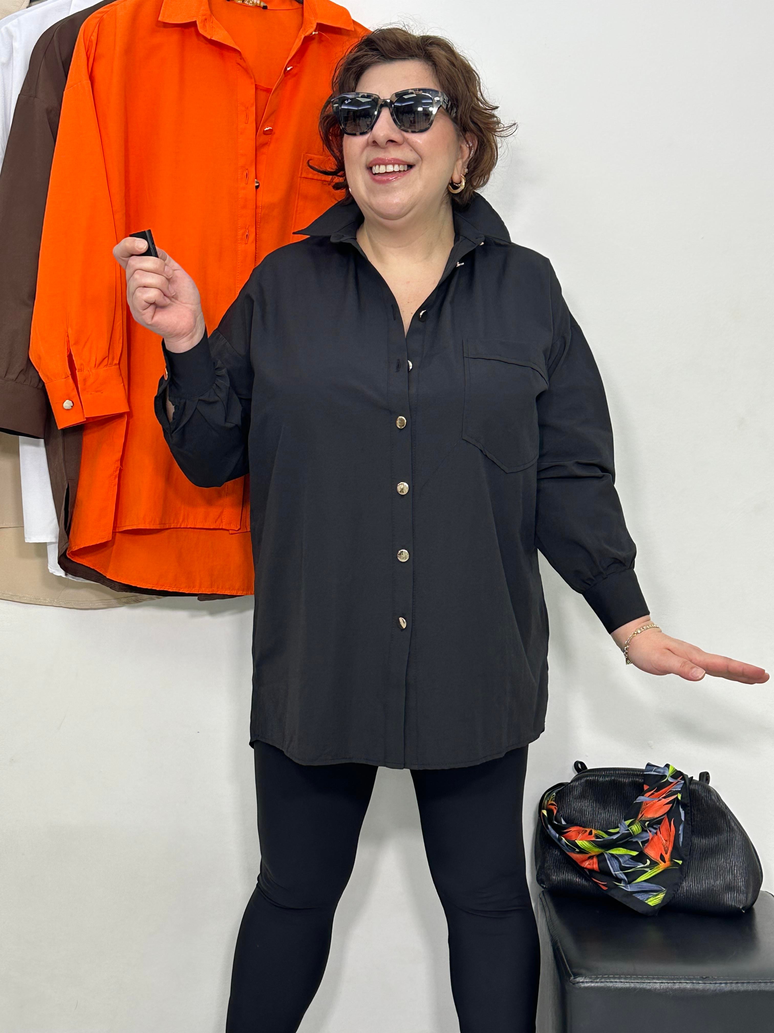 Goldie Poplin Basic Gömlek Siyah