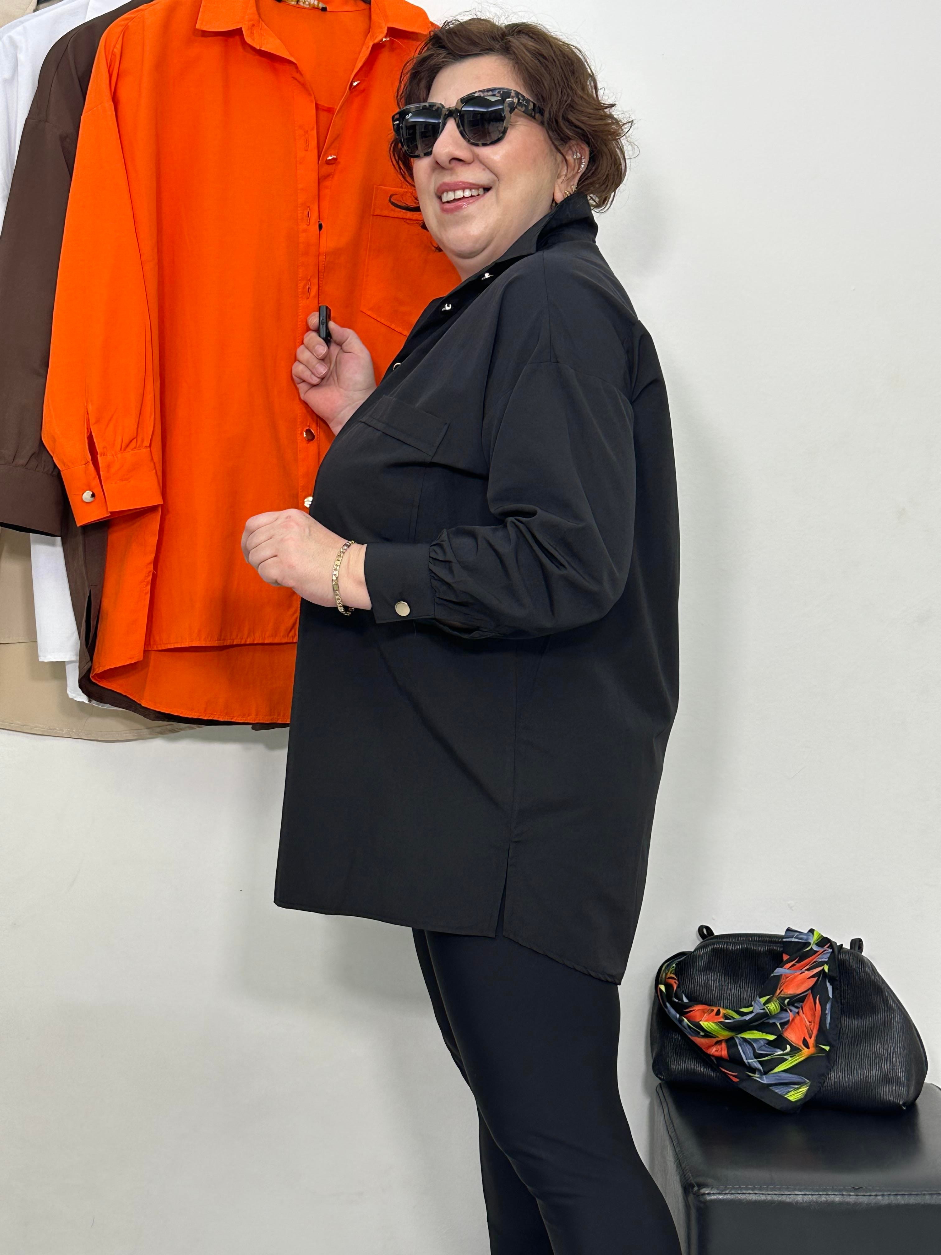 Goldie Poplin Basic Gömlek Siyah