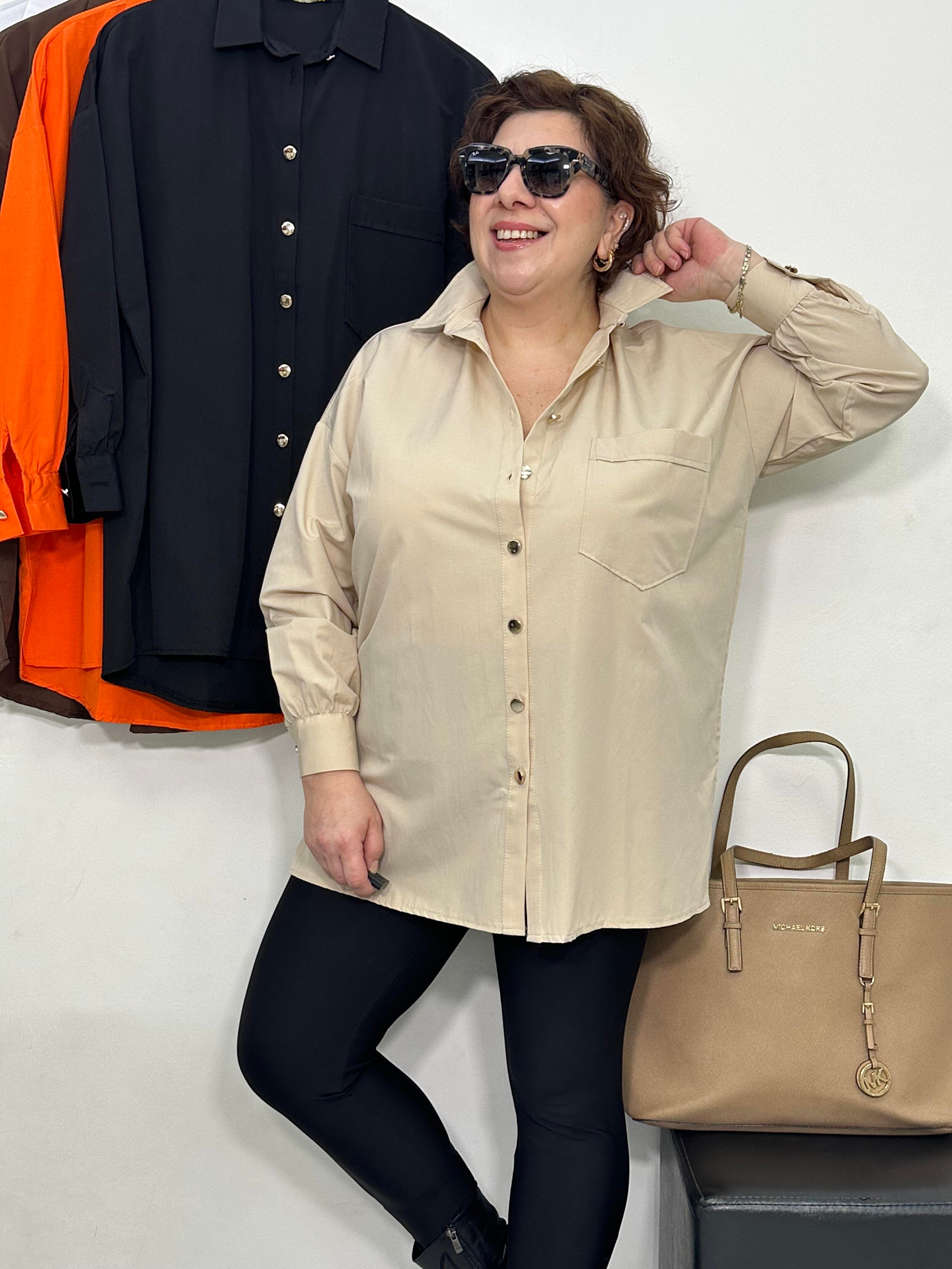 Goldie Poplin Basic Gömlek Taş