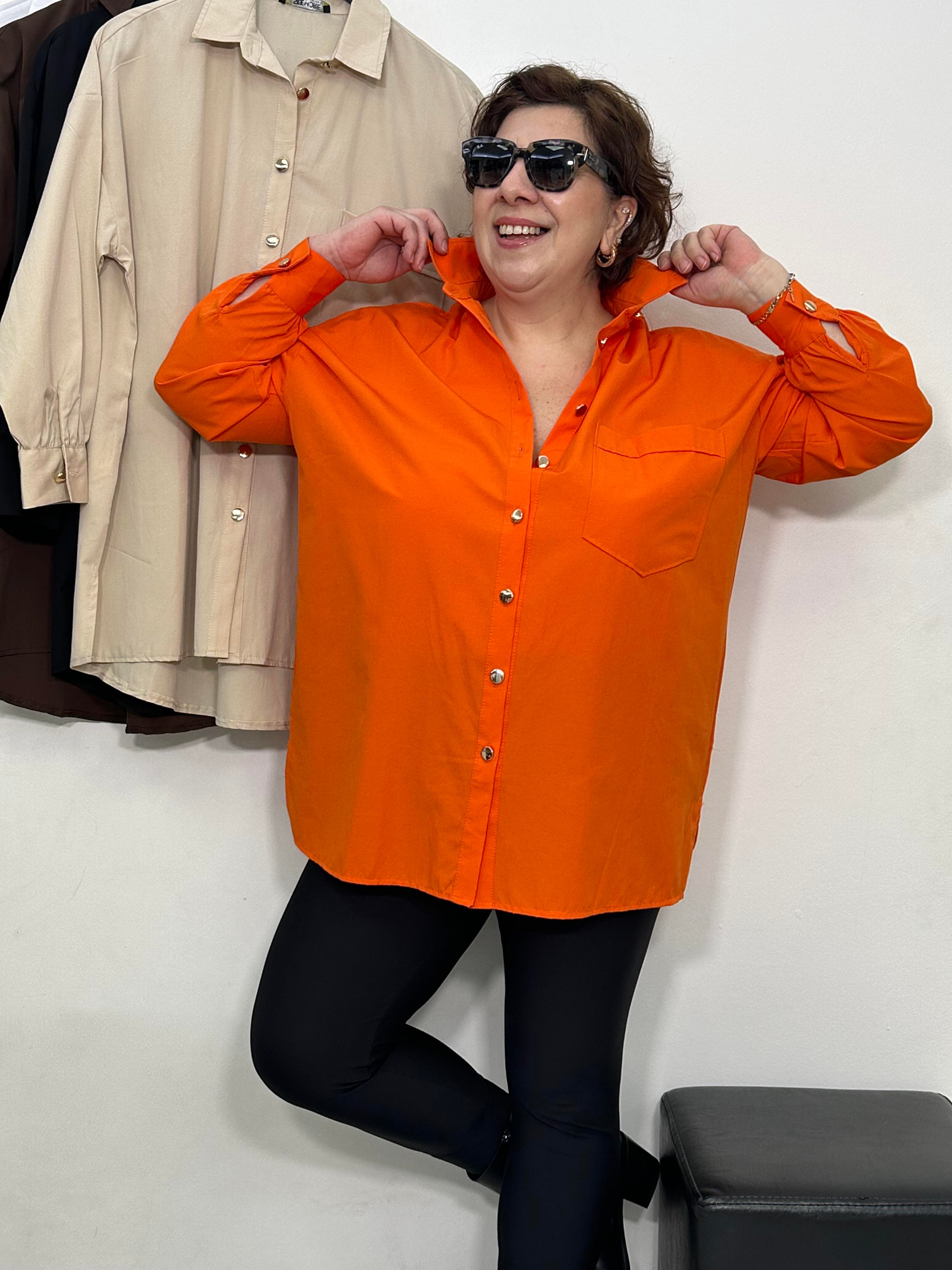 Goldie Poplin Basic Gömlek Turuncu