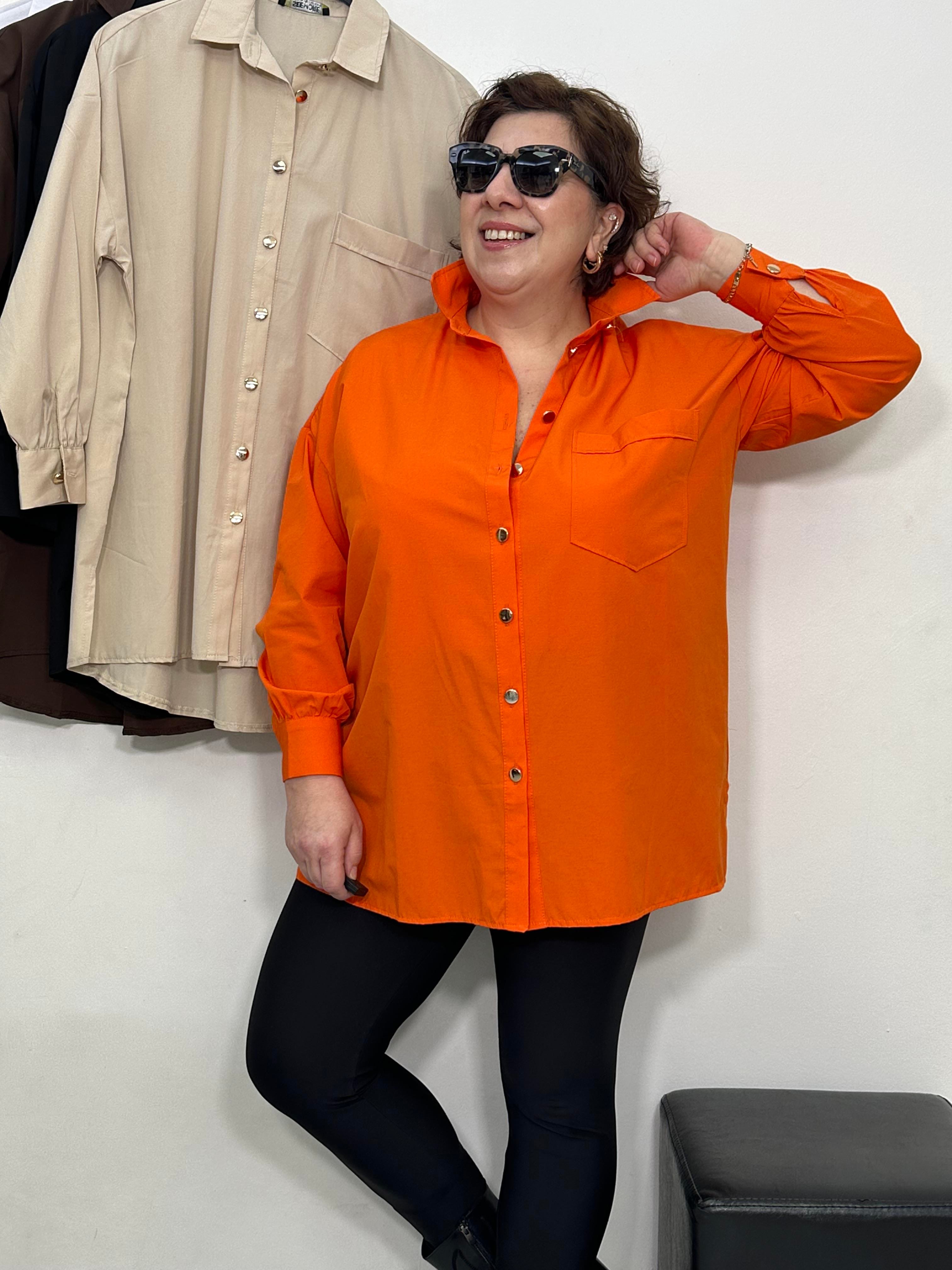 Goldie Poplin Basic Gömlek Turuncu