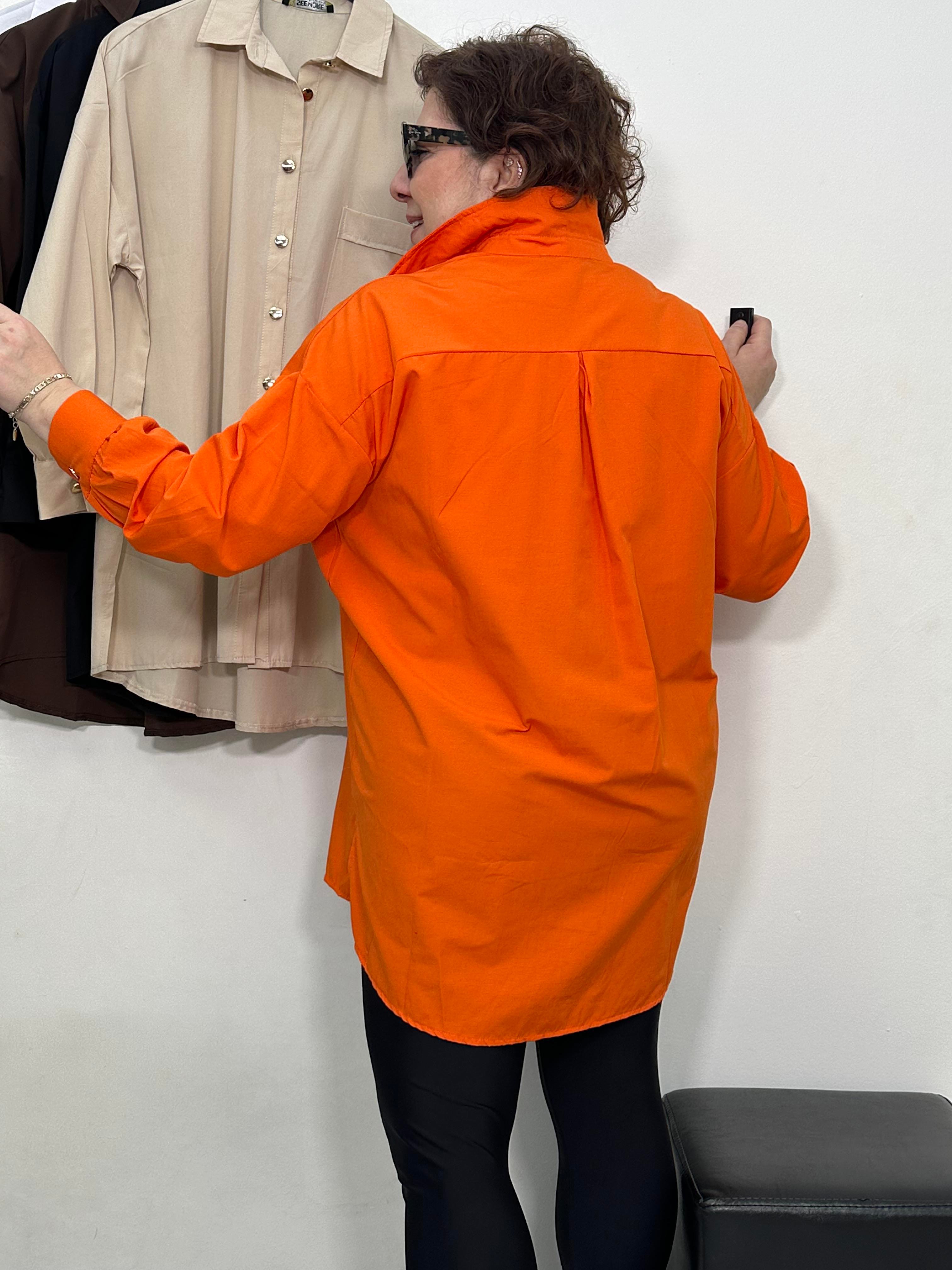 Goldie Poplin Basic Gömlek Turuncu