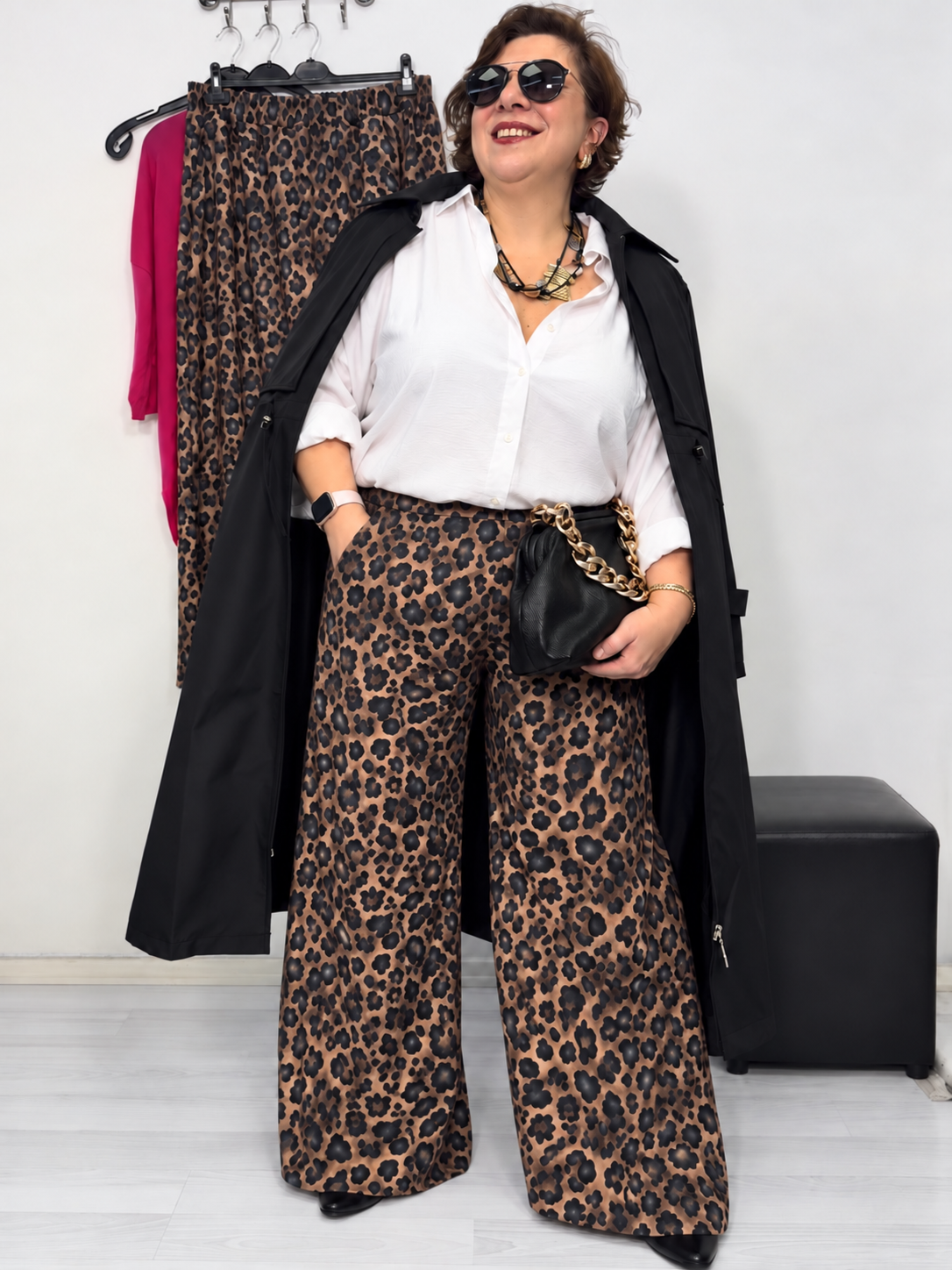 Mira Leopar Desen Palazzo Pantolon