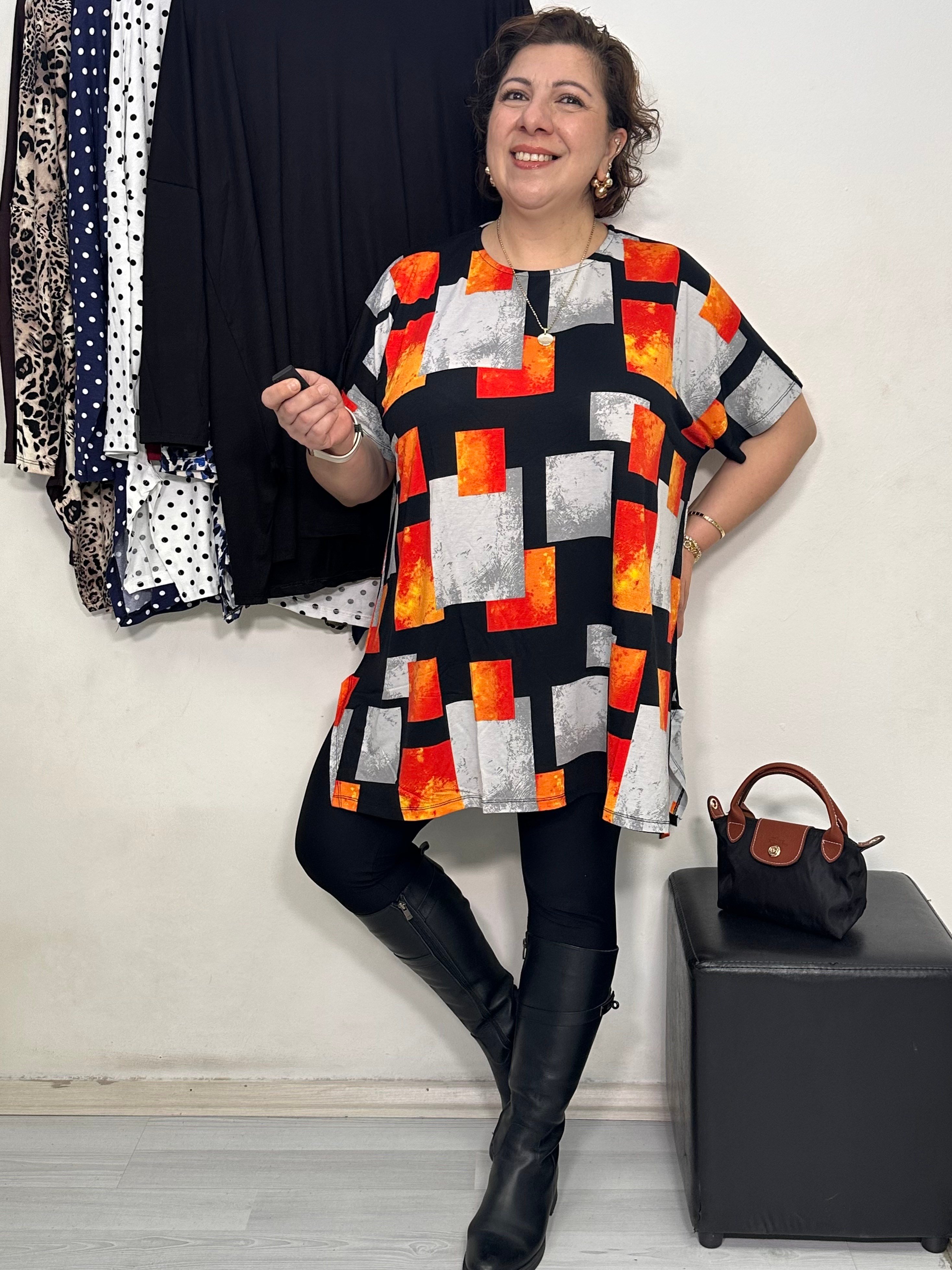 Mira Tshirt Turuncu Geo Desen