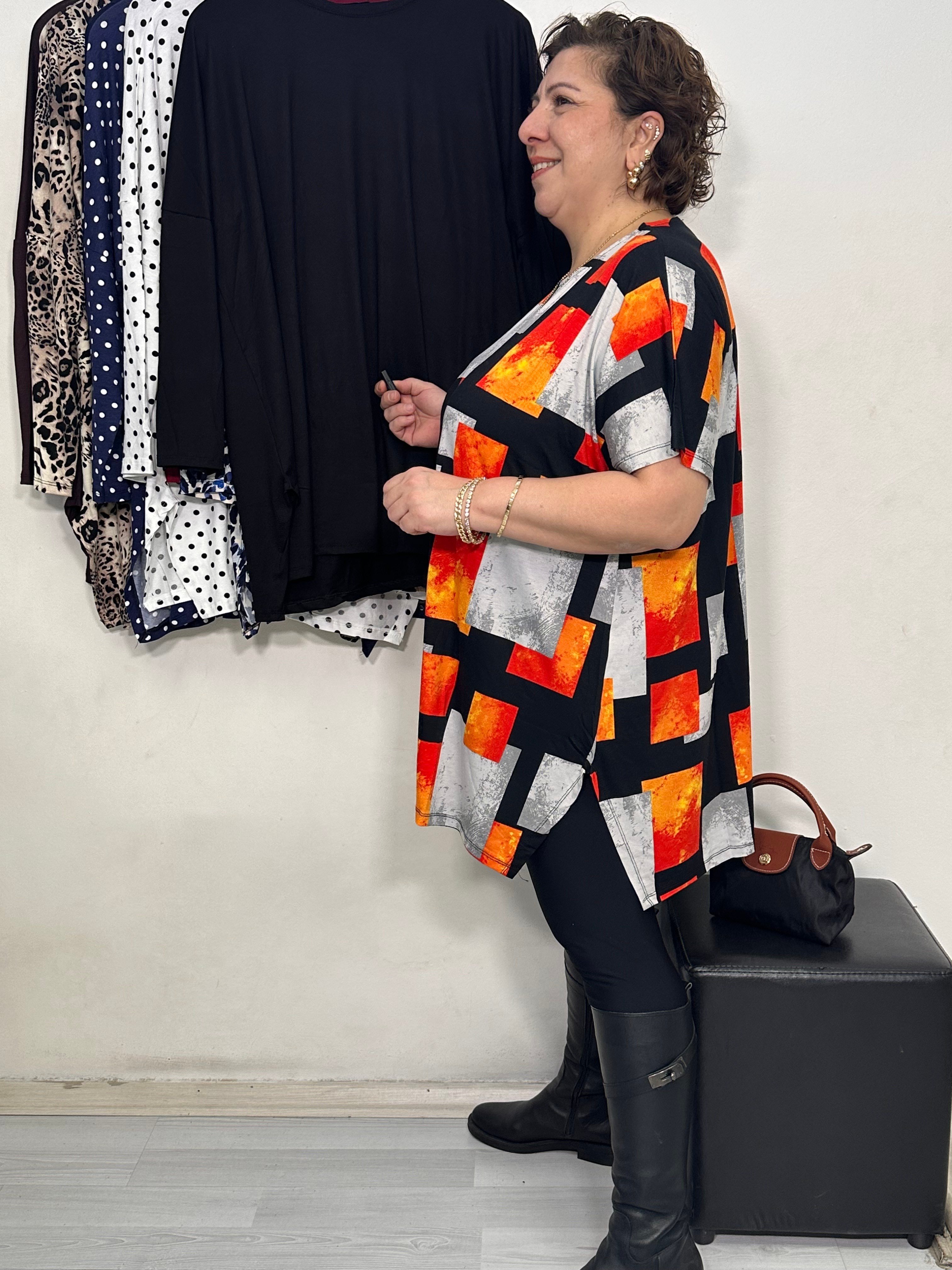 Mira Tshirt Turuncu Geo Desen