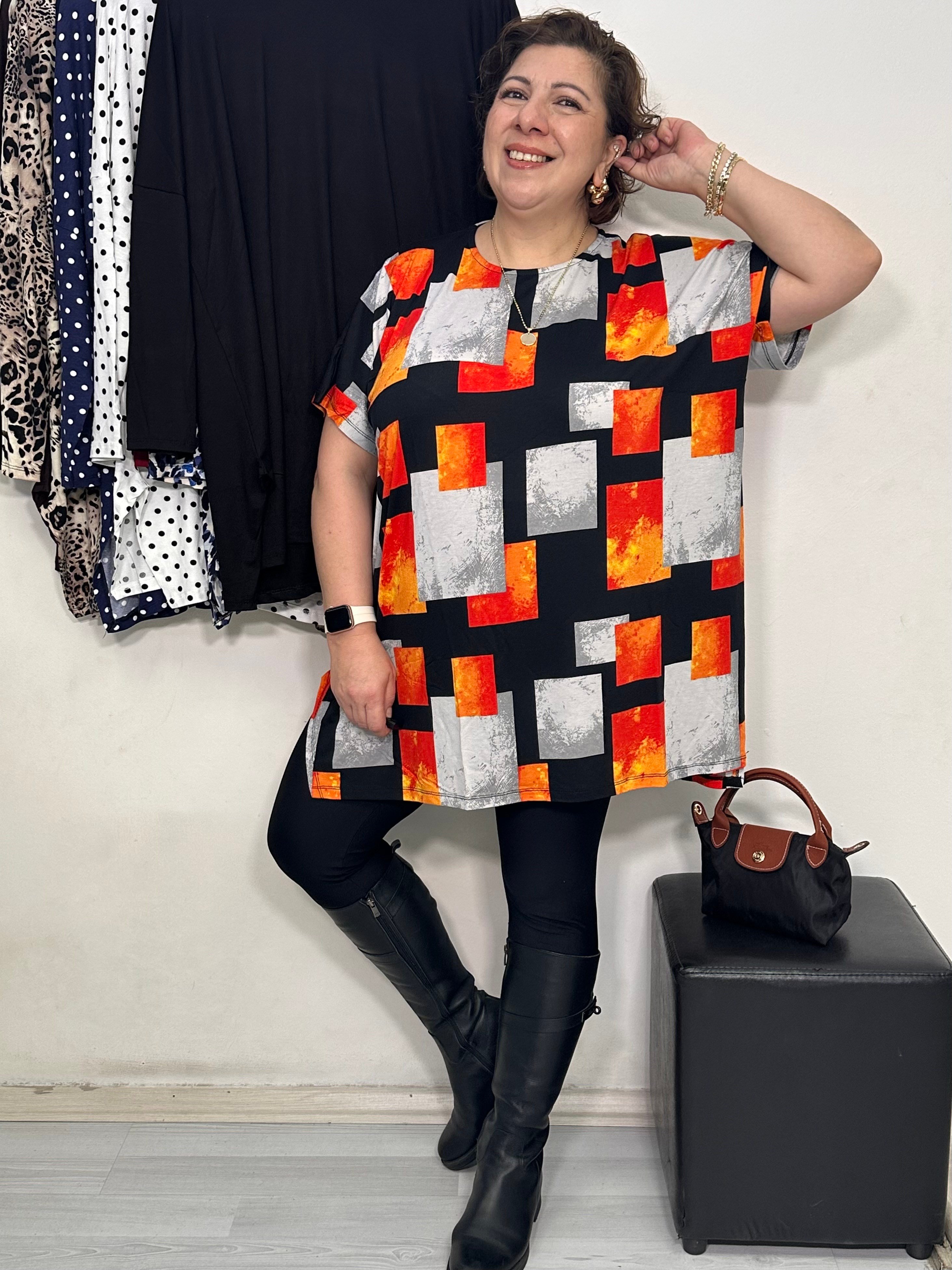 Mira Tshirt Turuncu Geo Desen