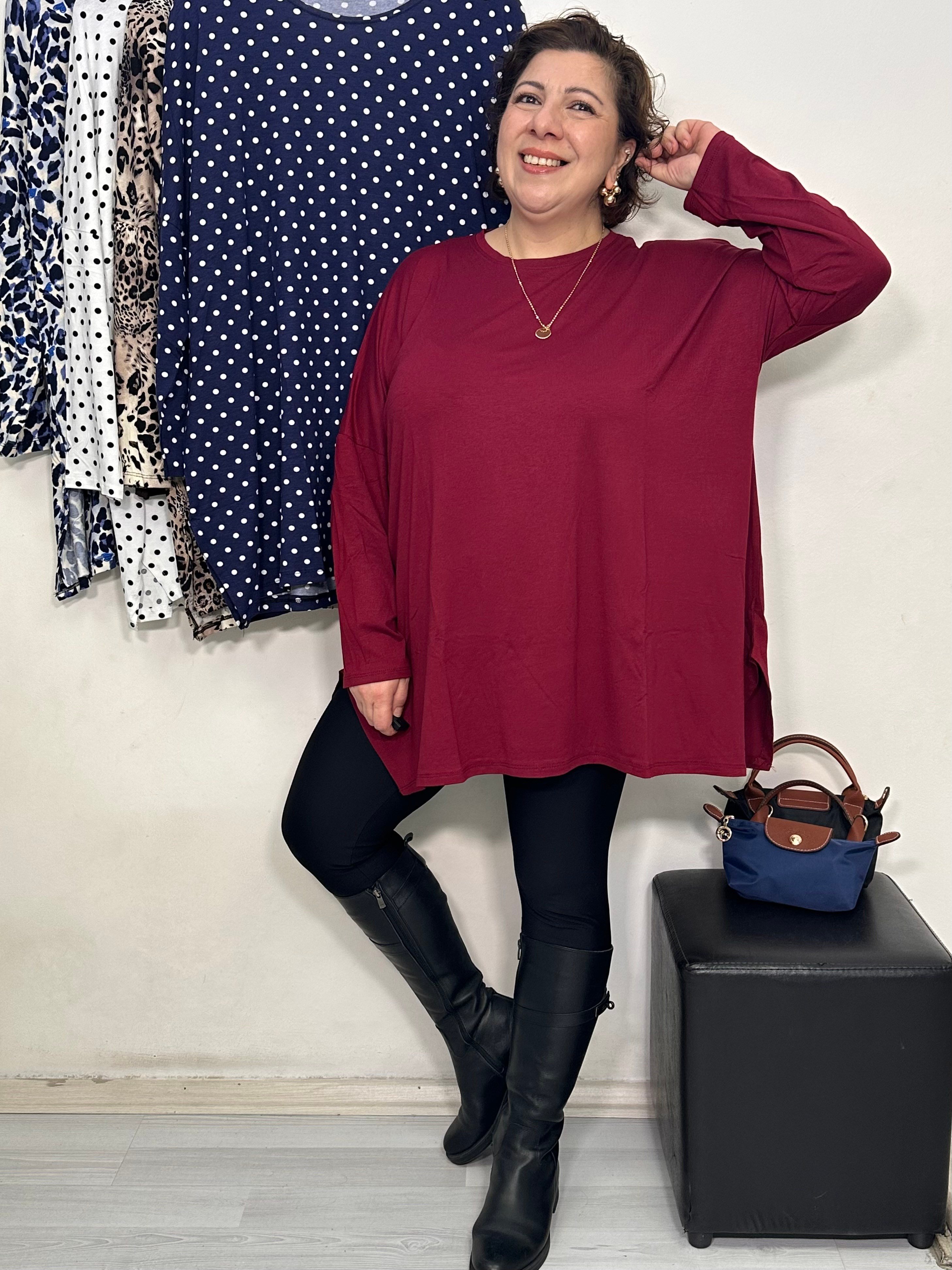 Mira Uzun Kol Tshirt Bordo