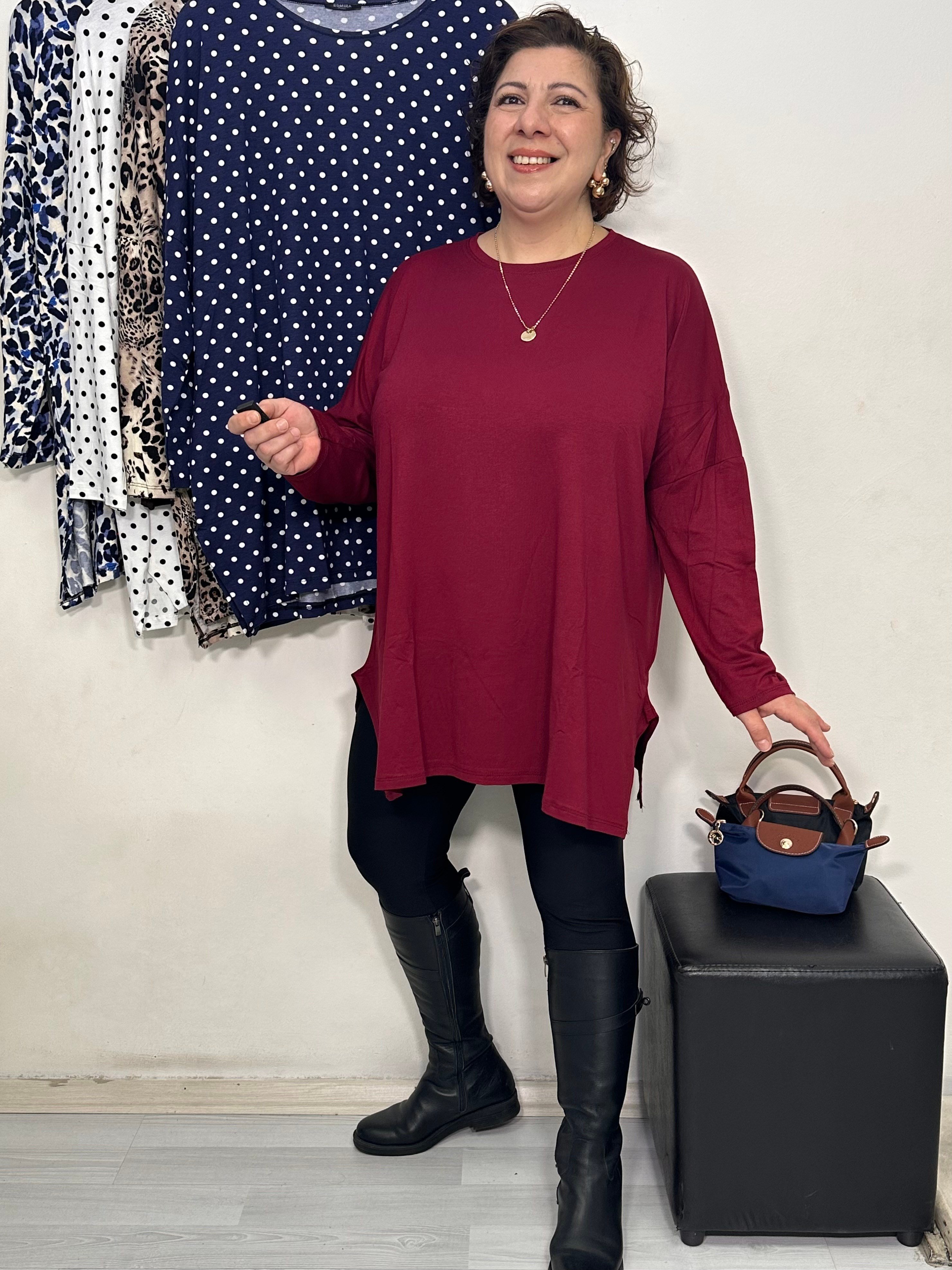 Mira Uzun Kol Tshirt Bordo