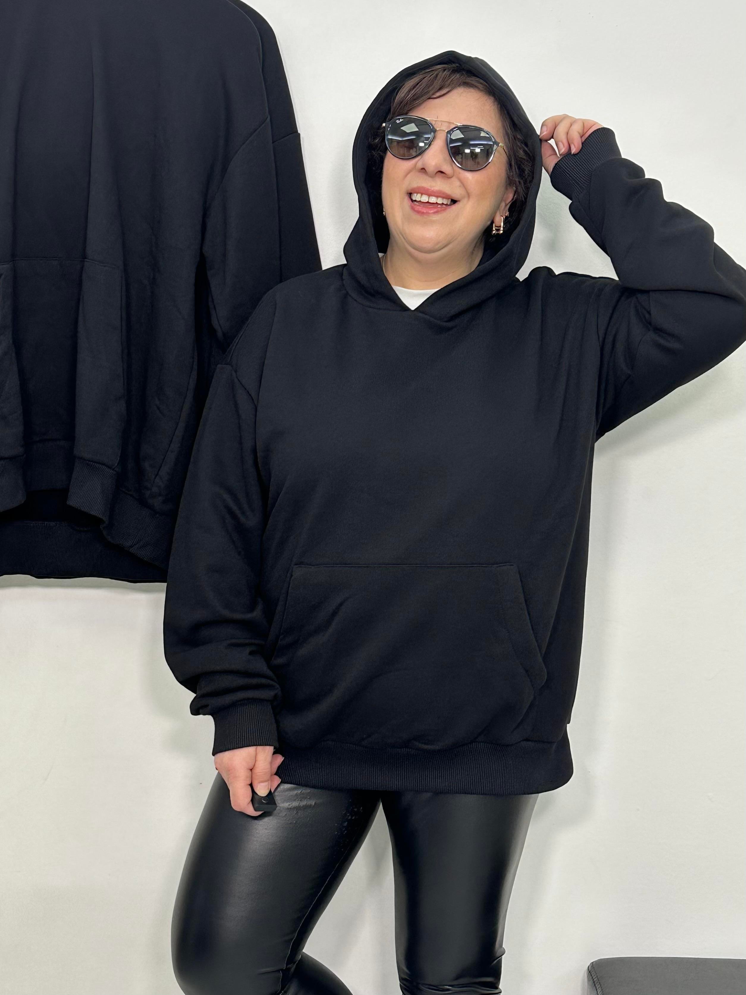 Moon Kapüşonlu Hoodie Sweat Siyah
