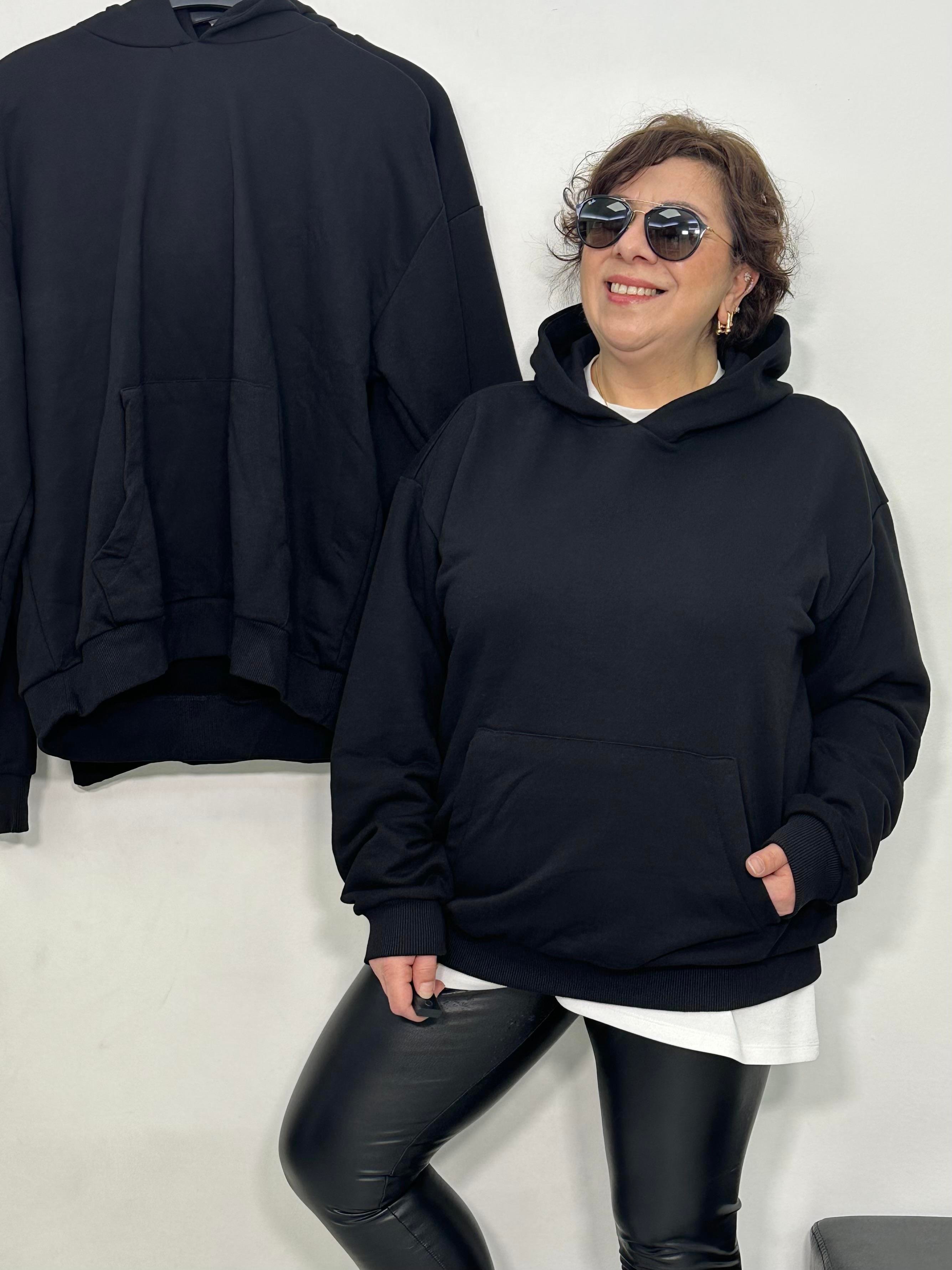 Moon Kapüşonlu Hoodie Sweat Siyah