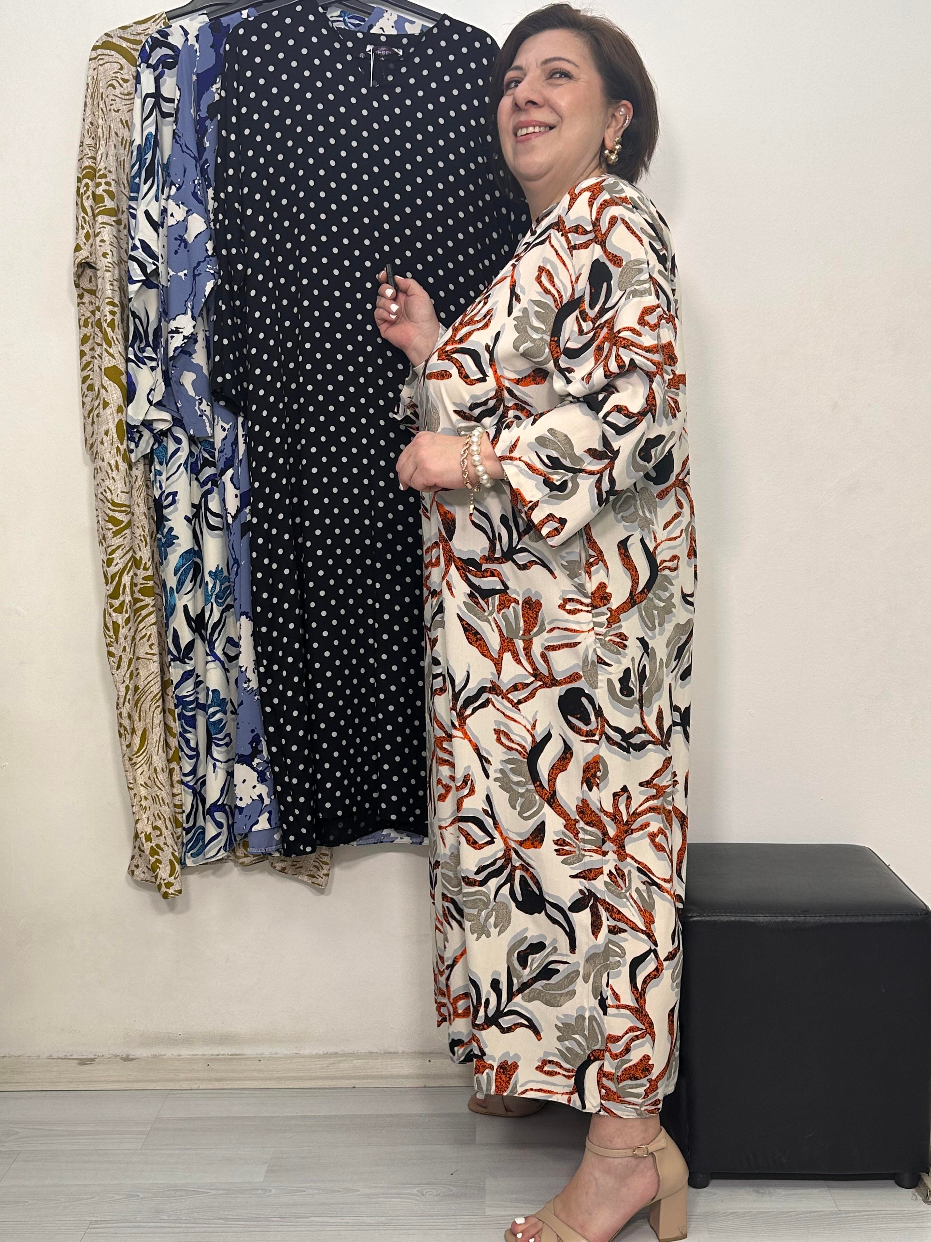 Pearl Elbise Turuncu Lale Desen