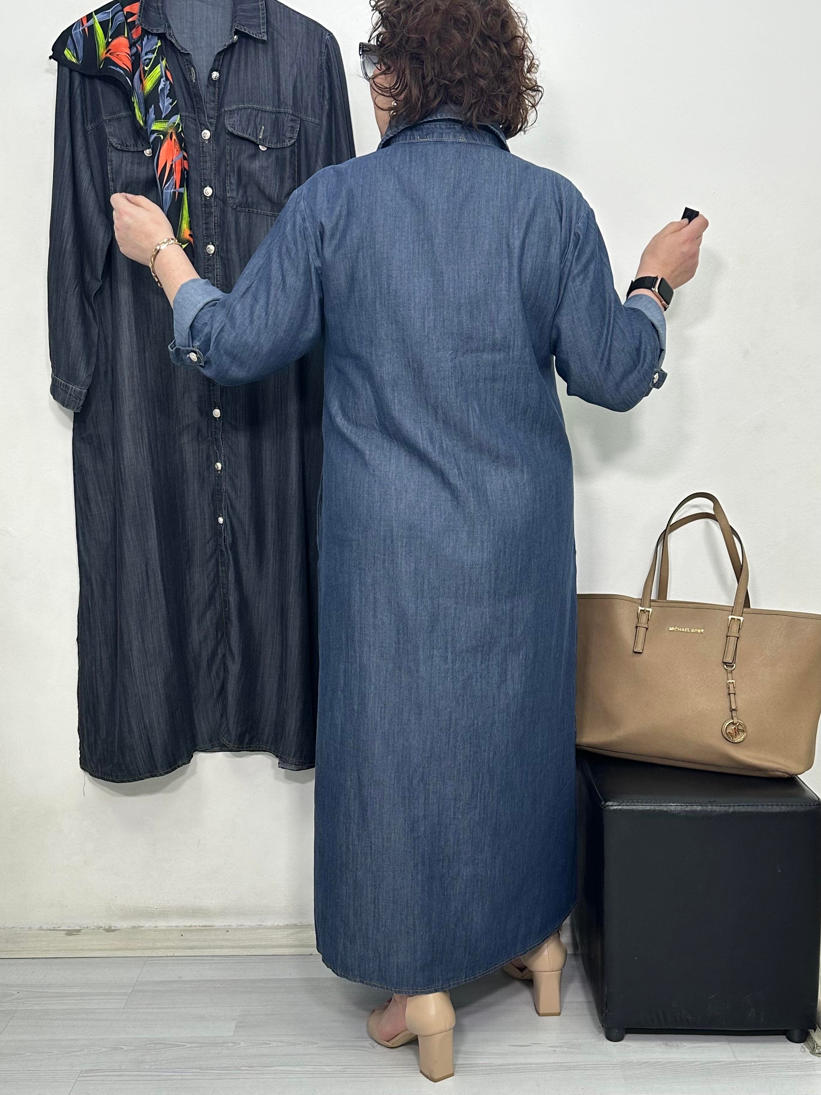 Rocco Tencel Denim Gömlek Elbise İndigo