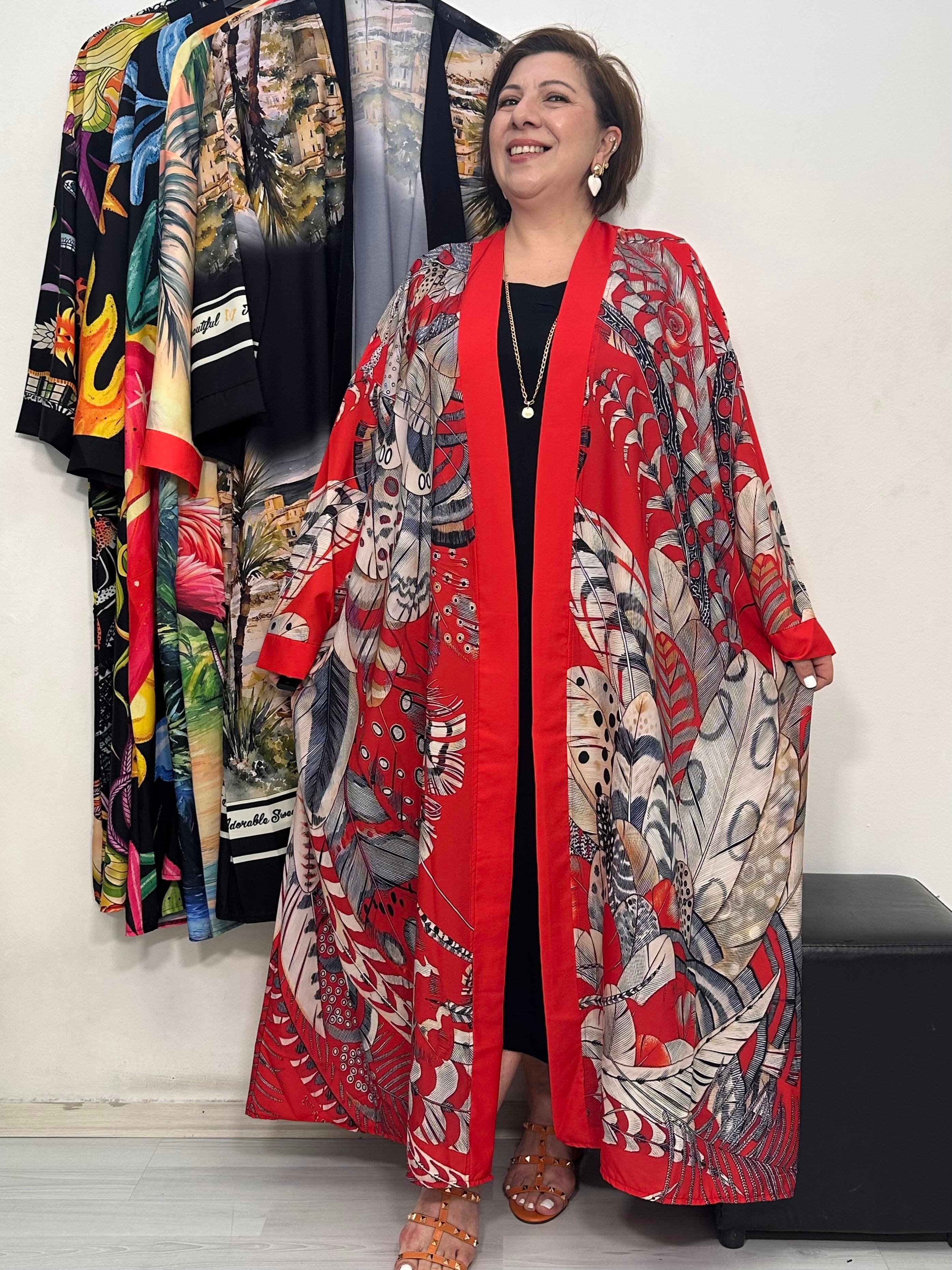 Yuka Kimono Kırmızı Desen