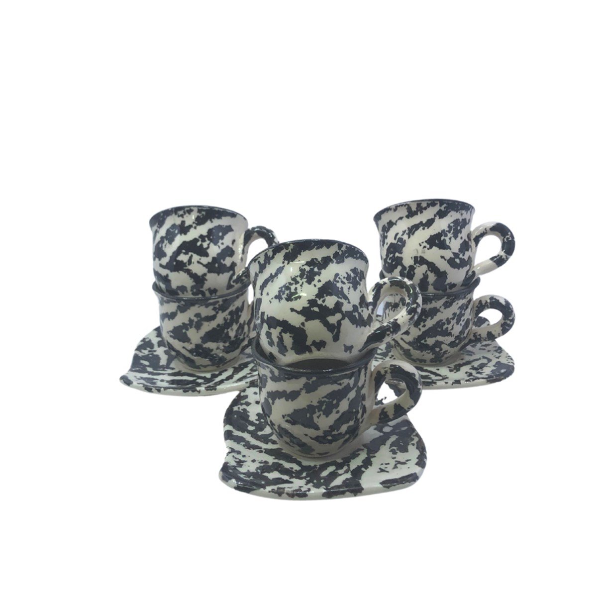 fincan takımı seramik6'li Seramik Fincan Takimi Siyah DesenliKütahyaseramik6'li Seramik Fincan Takimi Siyah Desenli