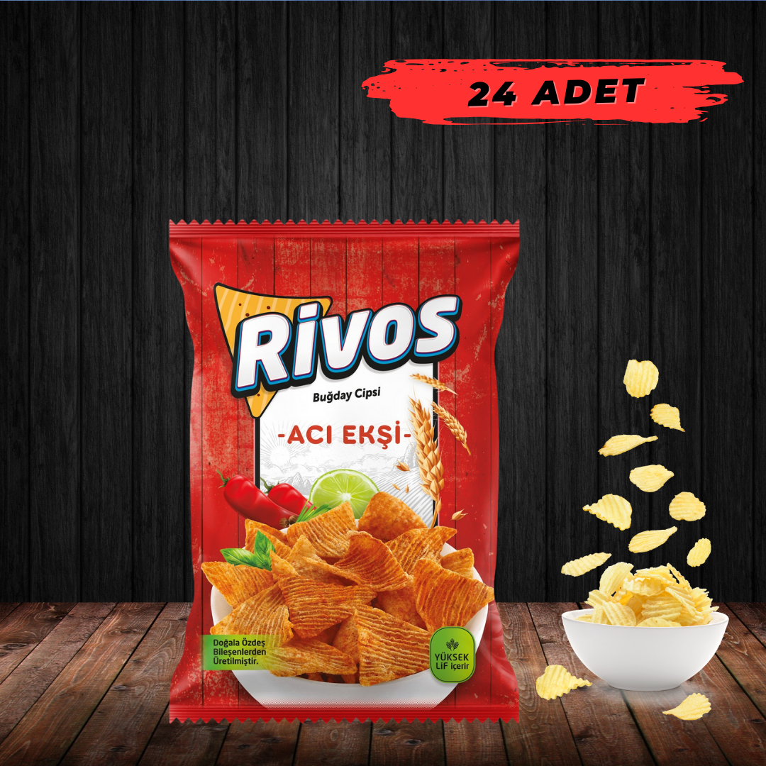 Haşiroğlu Rivos Buğday Cipsi Acı Ekşi 56 Gr*24 Adet