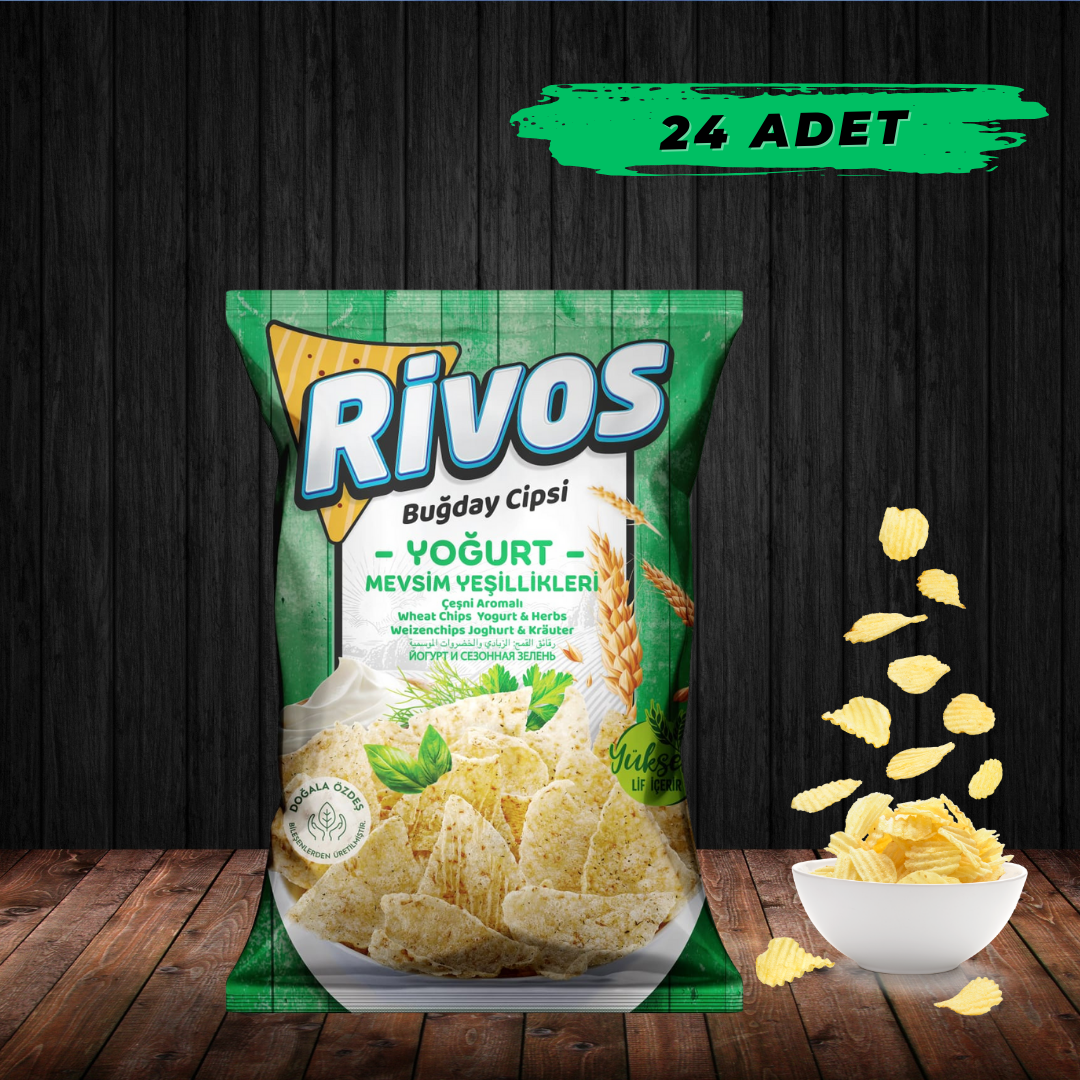 Haşiroğlu Rivos Buğday Cipsi Mevsim Yeşillikleri 56 Gr*24 Adet