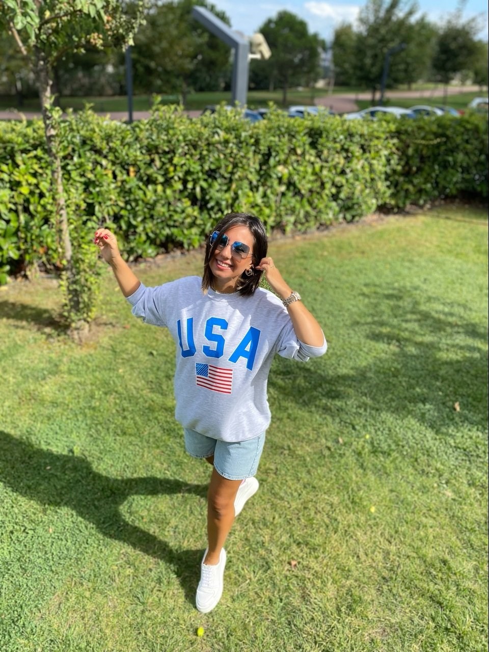 America bayraklı sweatshirt