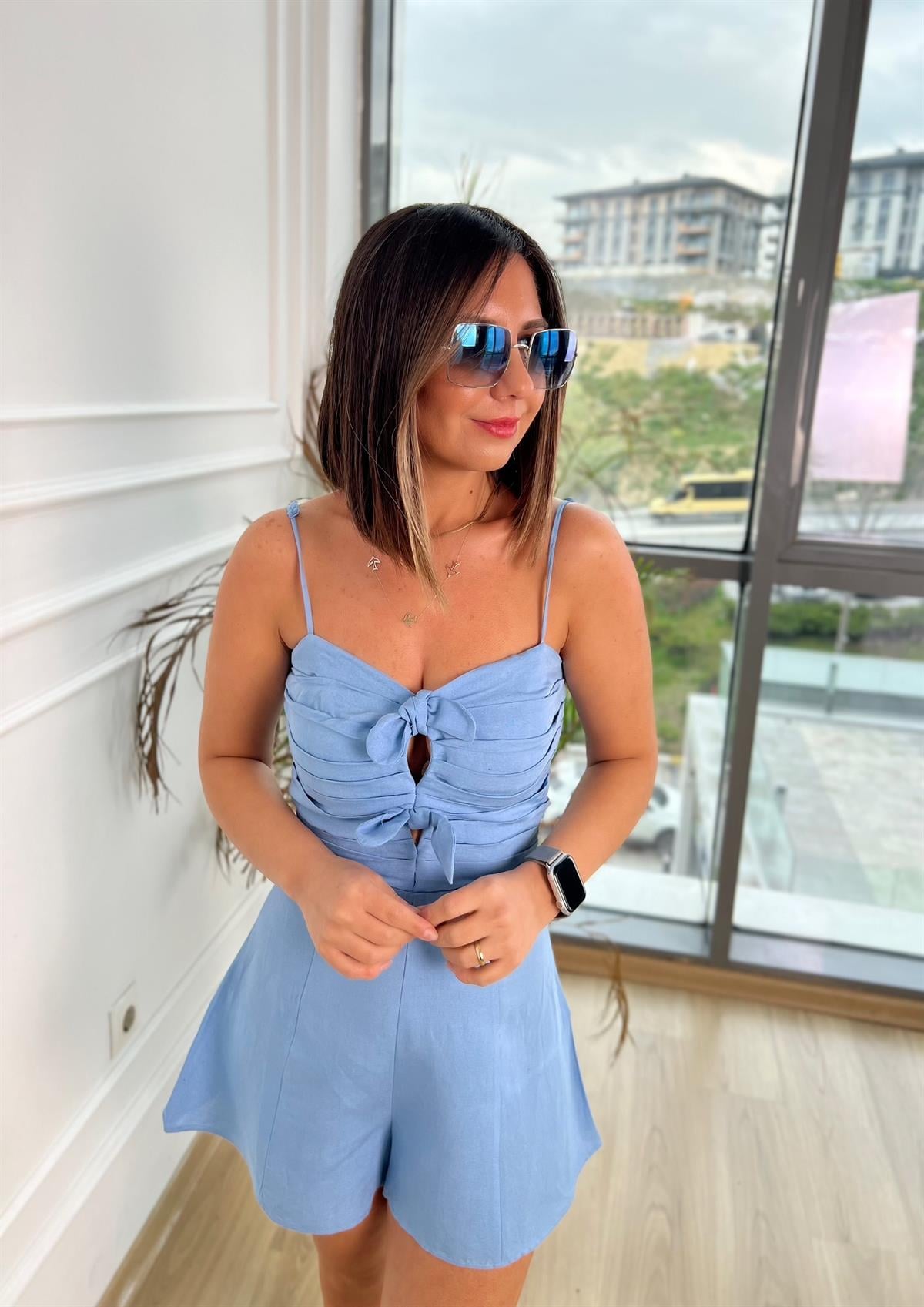 Bebe mavisi Askılı Tulum