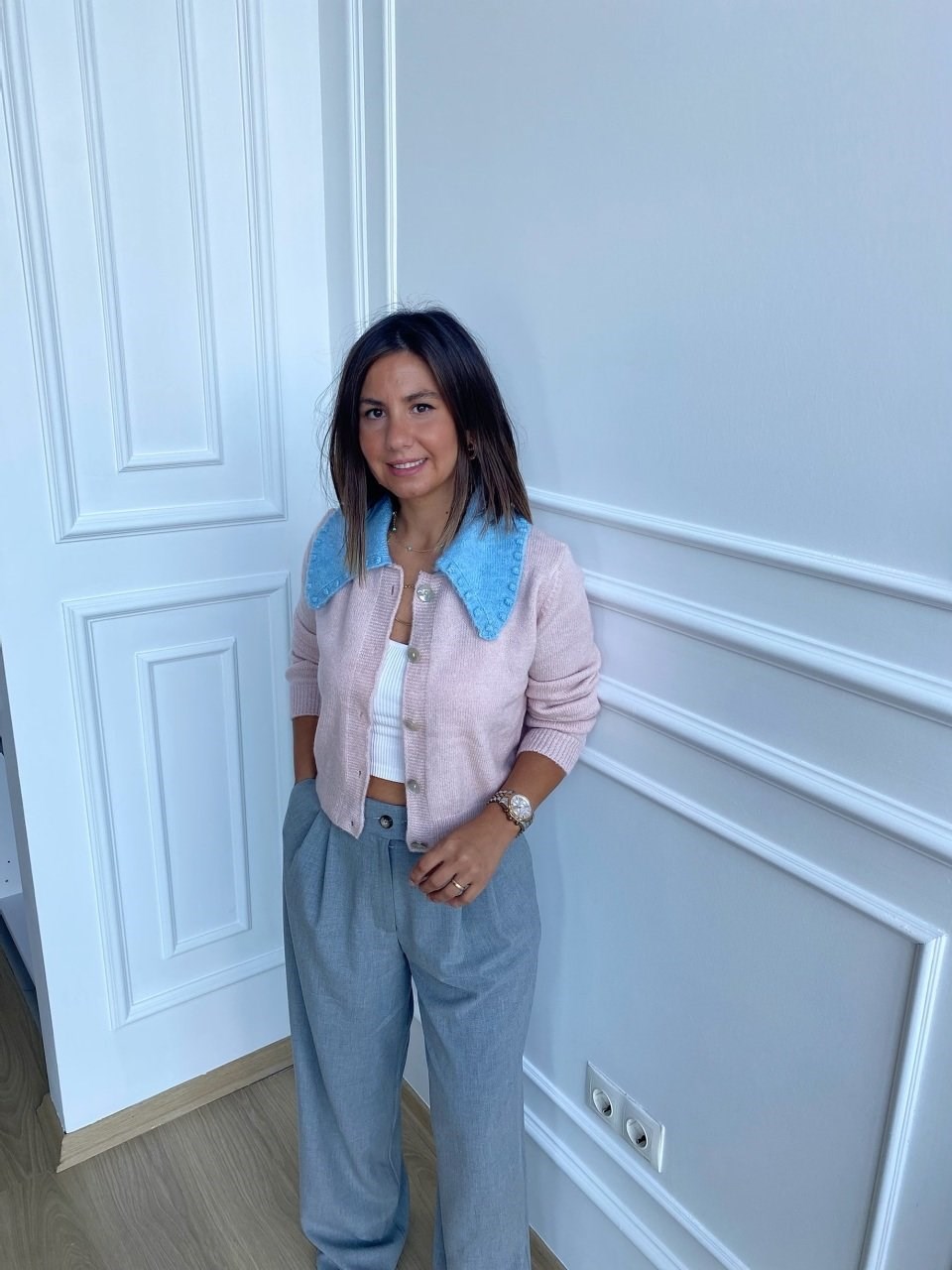 Bebe Yaka Crop Hırka