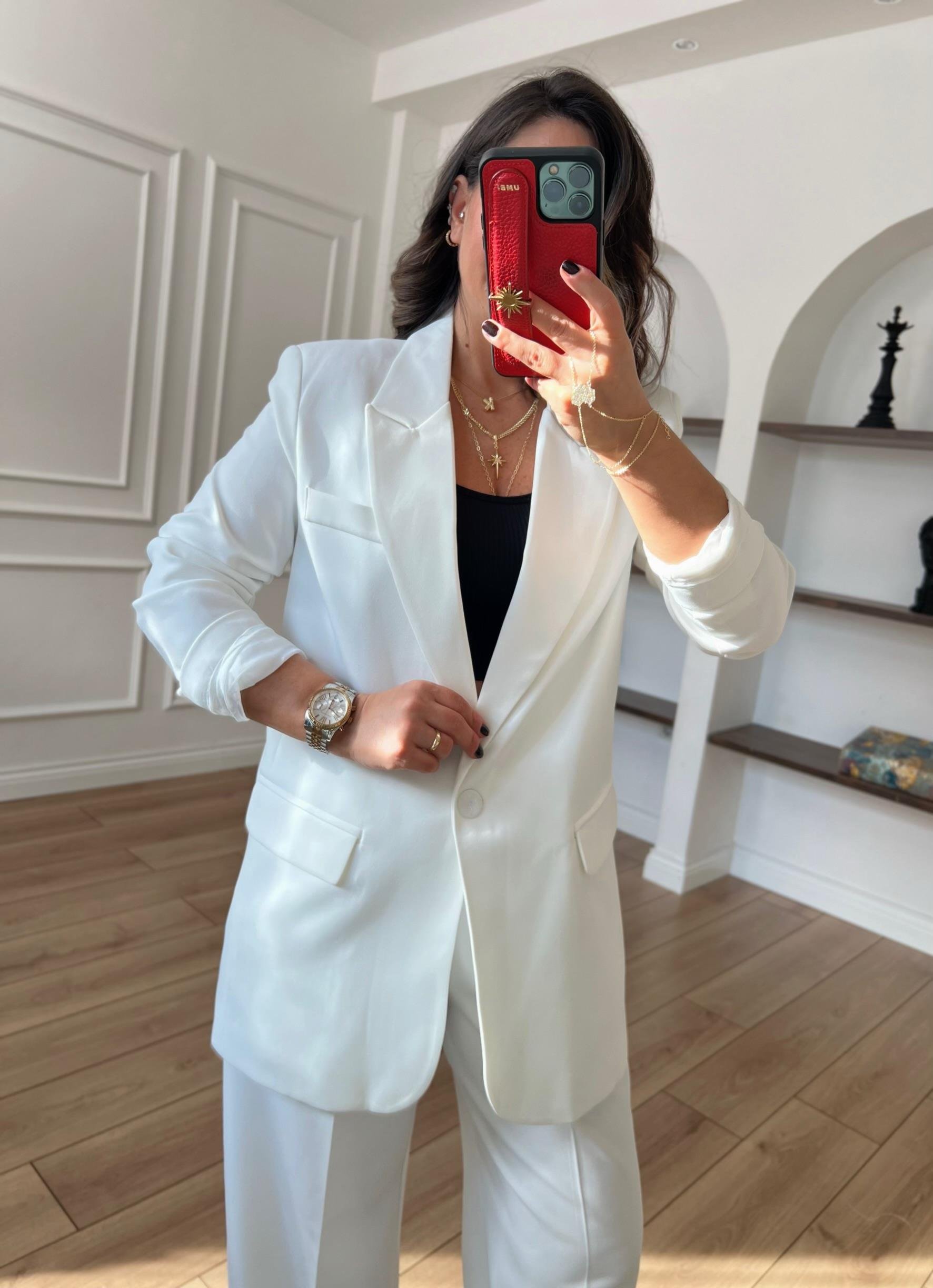 Beyaz Blazer Ceket