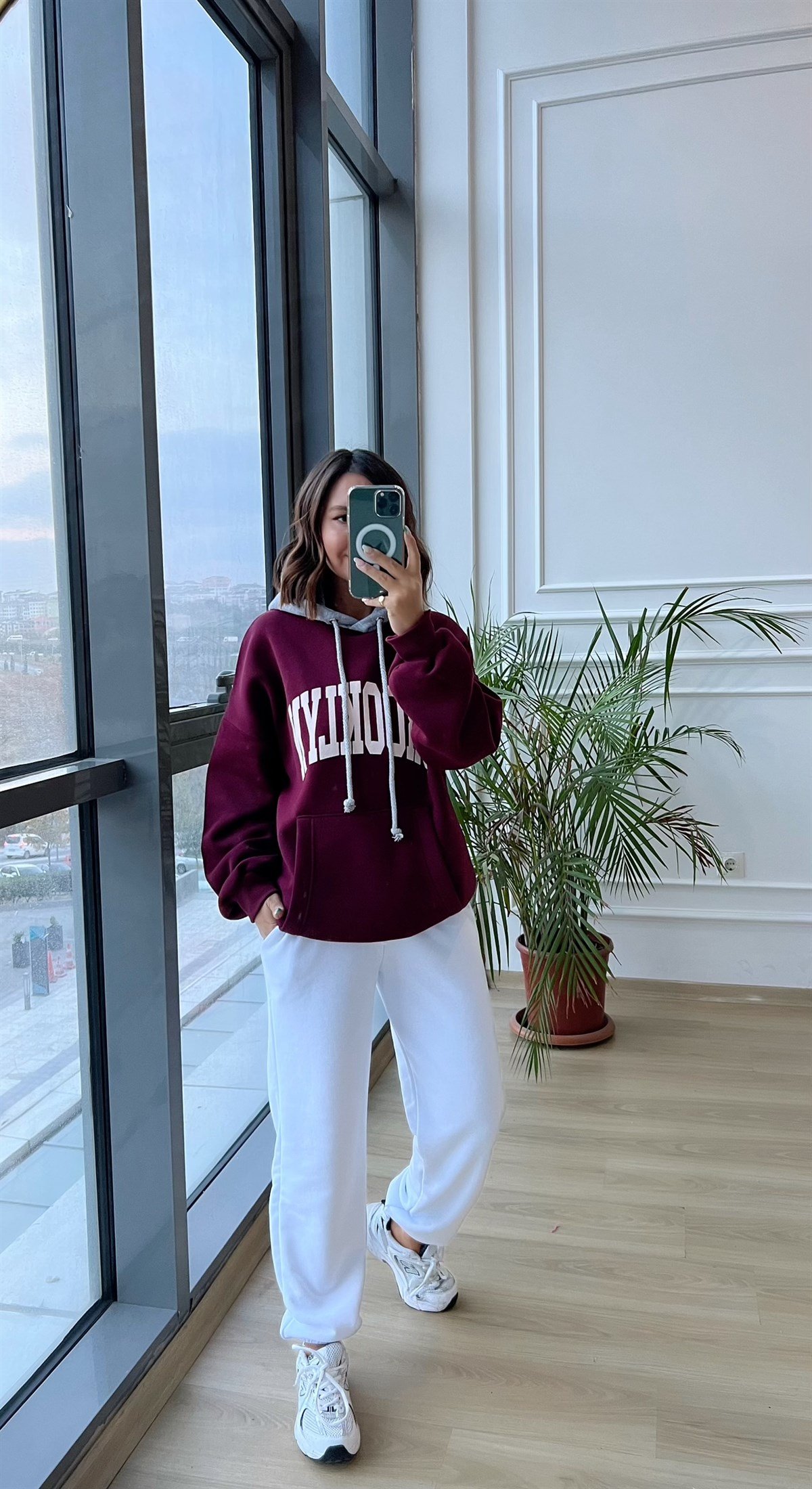 Bordo Brooklyn Kapişonlu Sweat