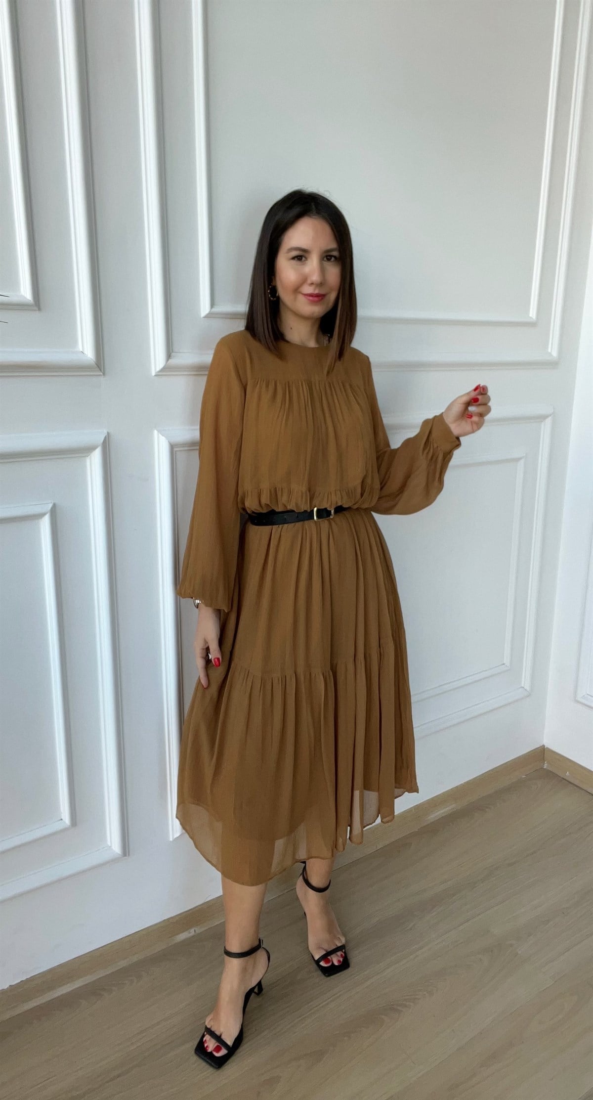 Camel Renk Elbise