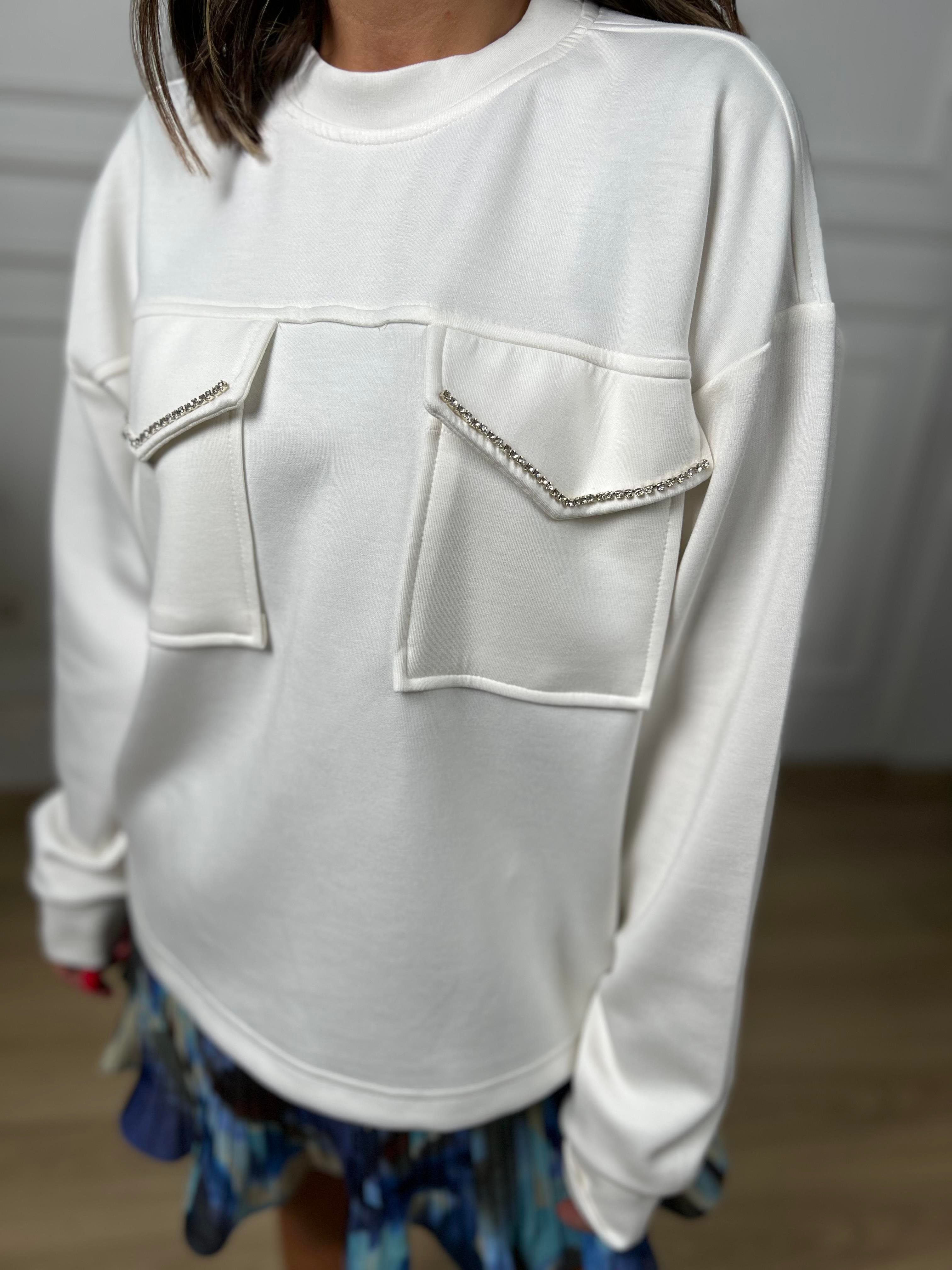 Cepleri Taş Detaylı Sweat