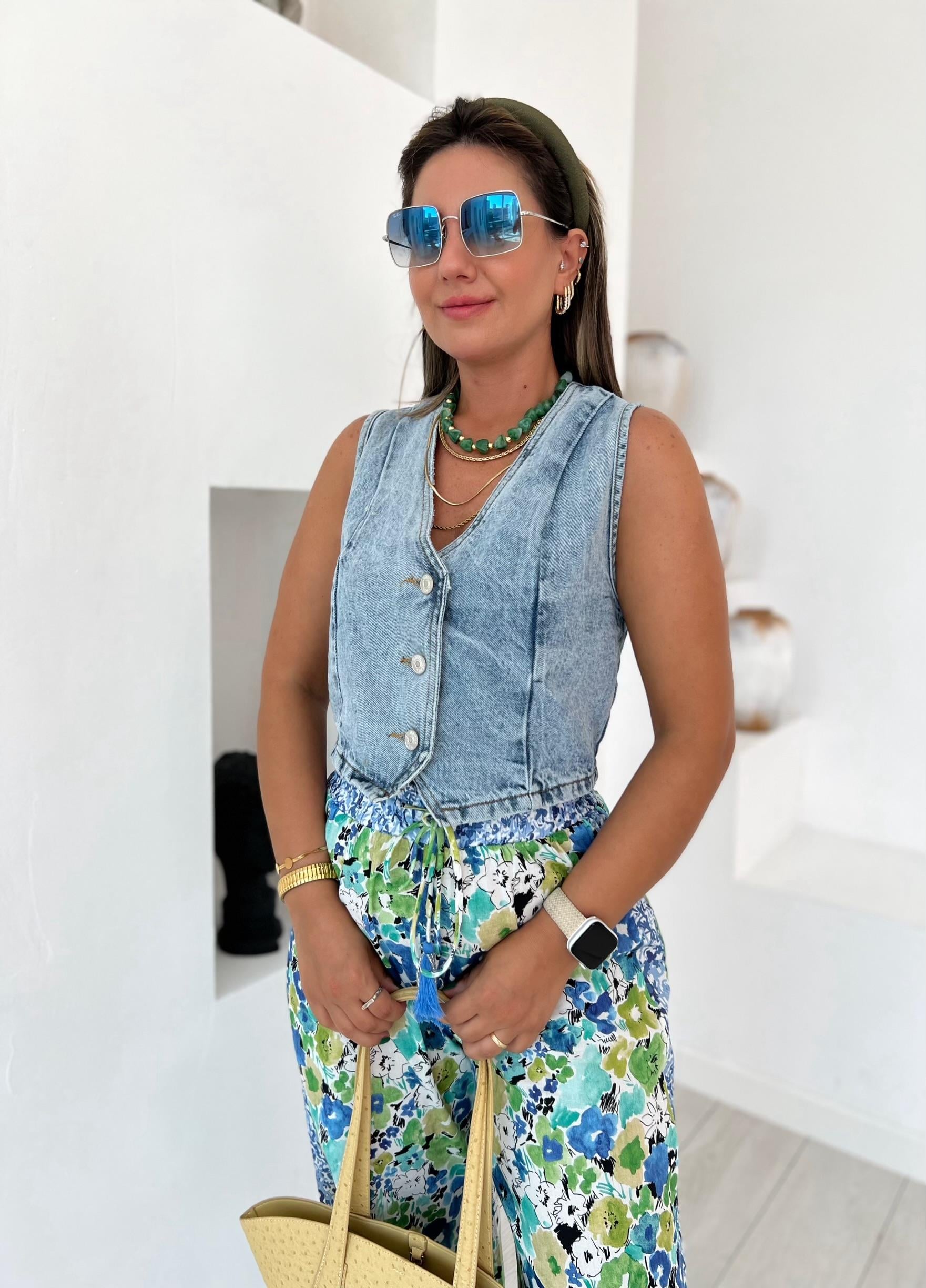 Denim Düğmeli Yelek
