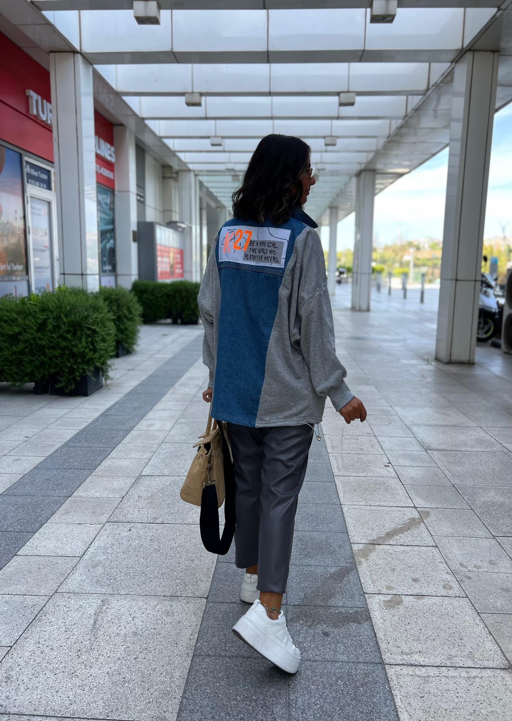 Denim Mix Patch Aksesuarlı Ceket