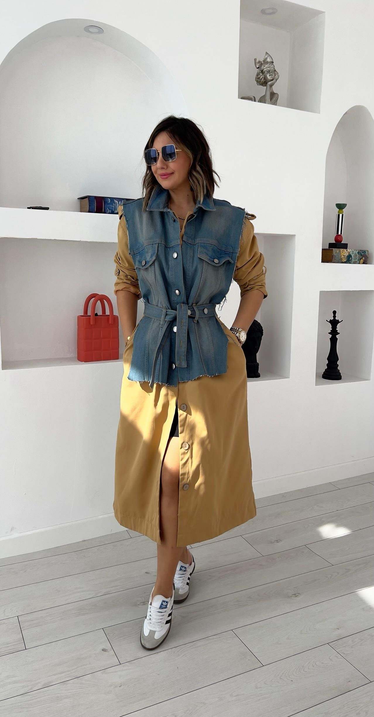 Denim Mixli Camel Trençkot