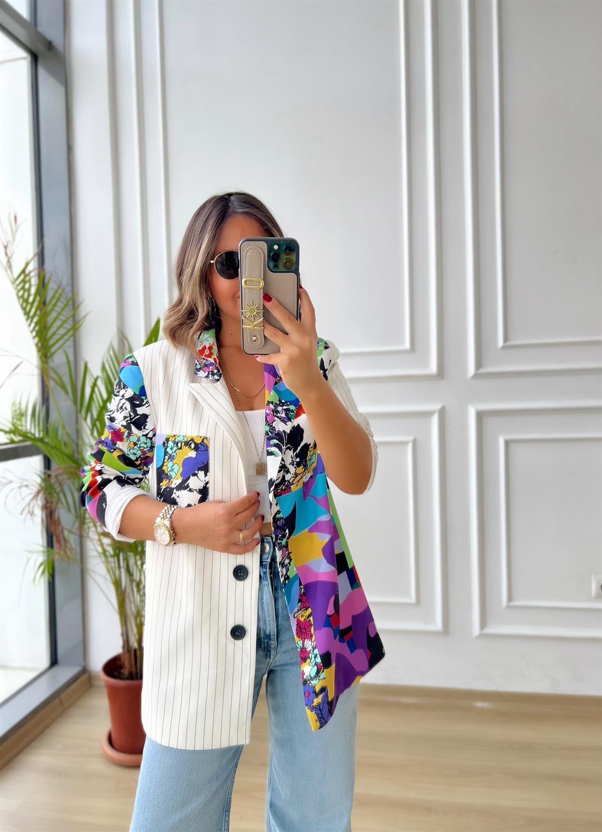 Desenli Blazer Ceket