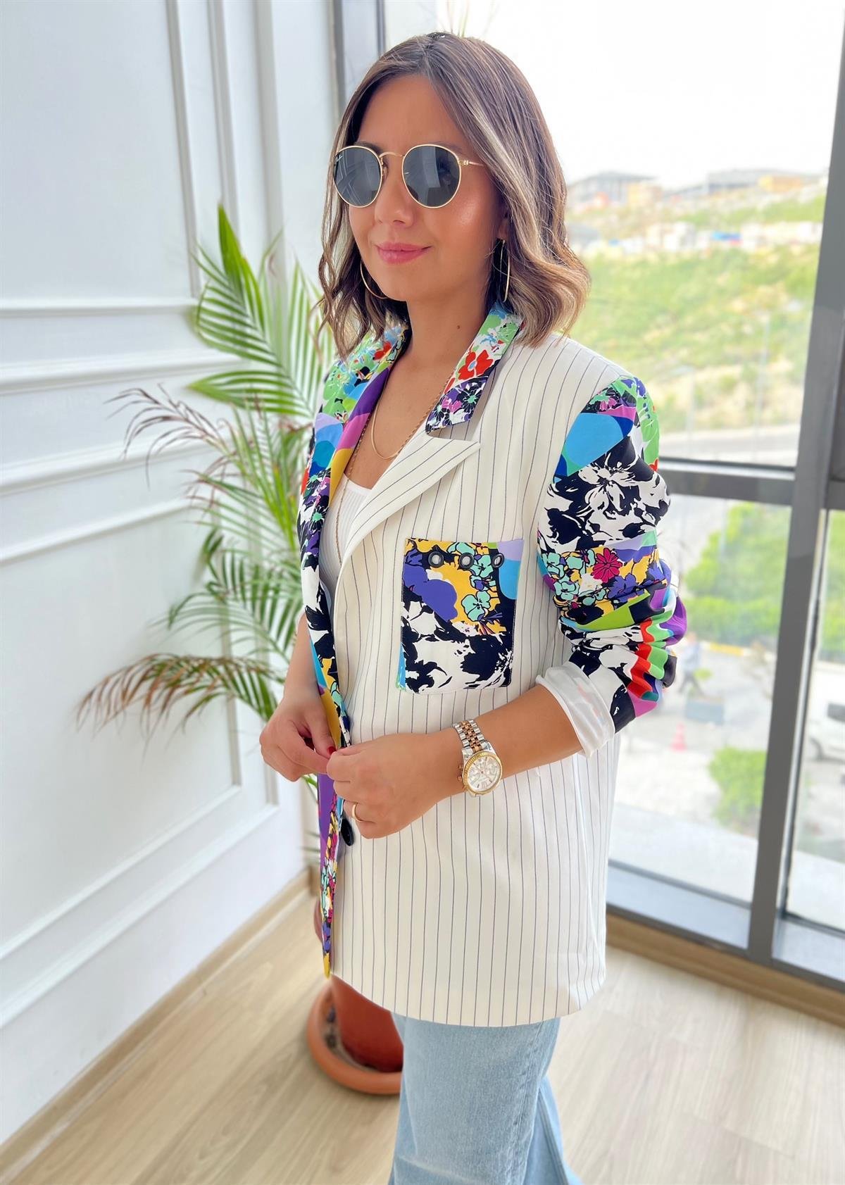 Desenli Blazer Ceket
