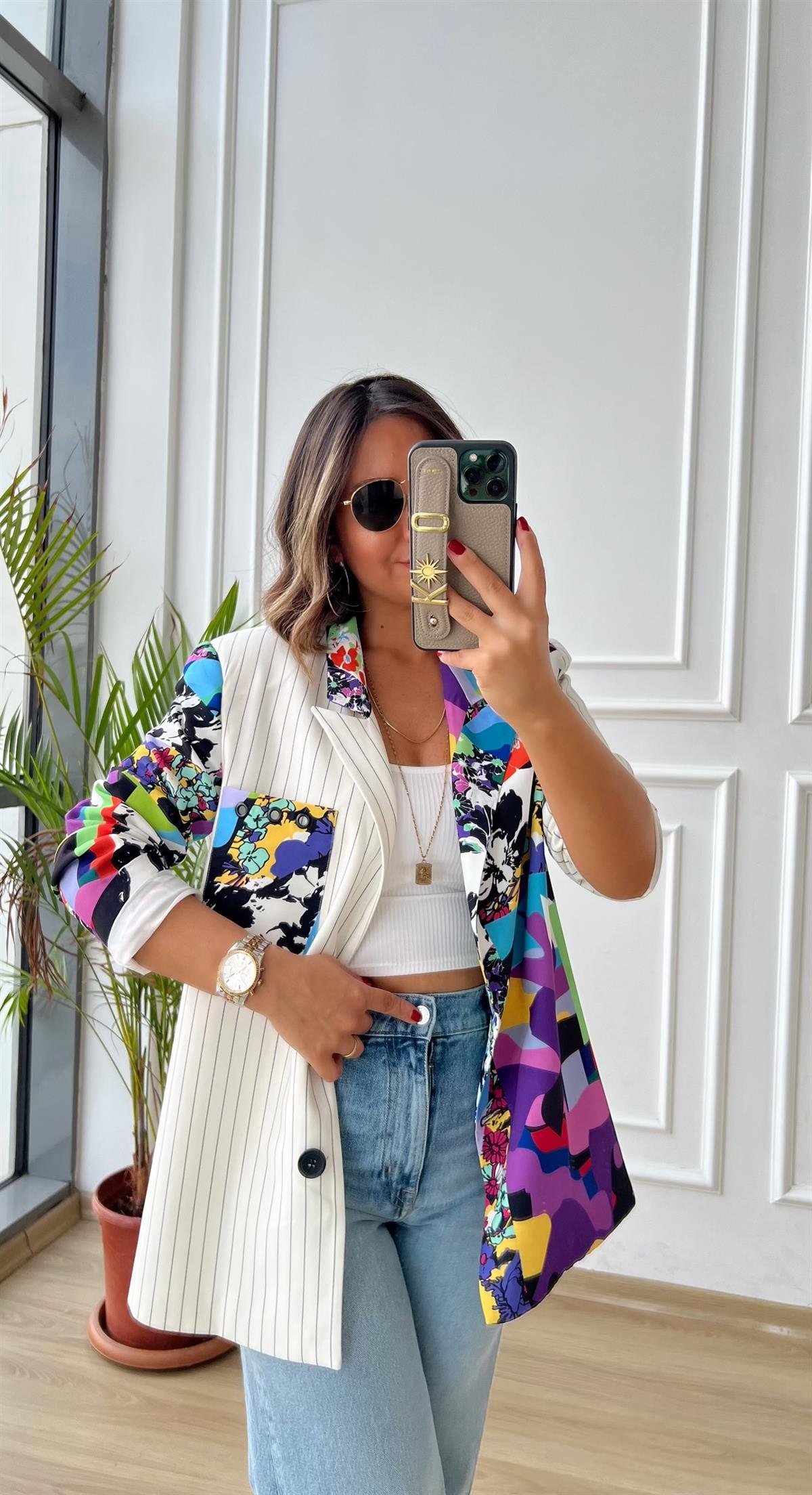 Desenli Blazer Ceket
