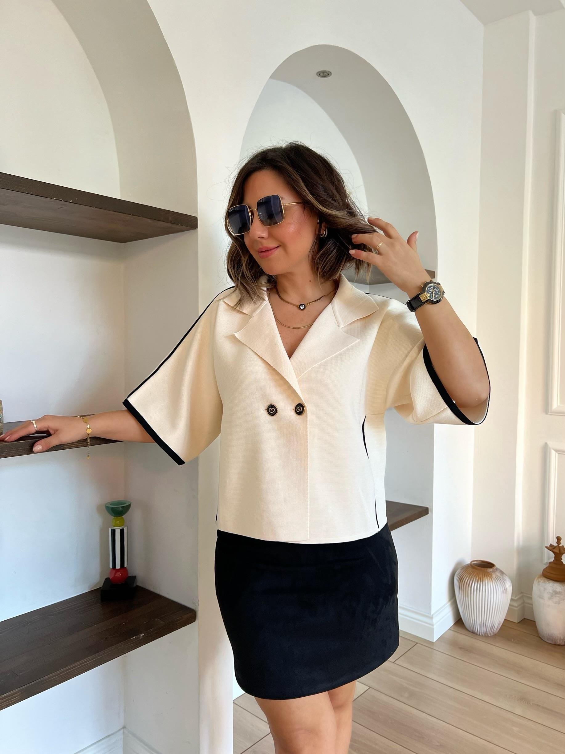 Fakir Kol Triko Ekru Ceket Hırka
