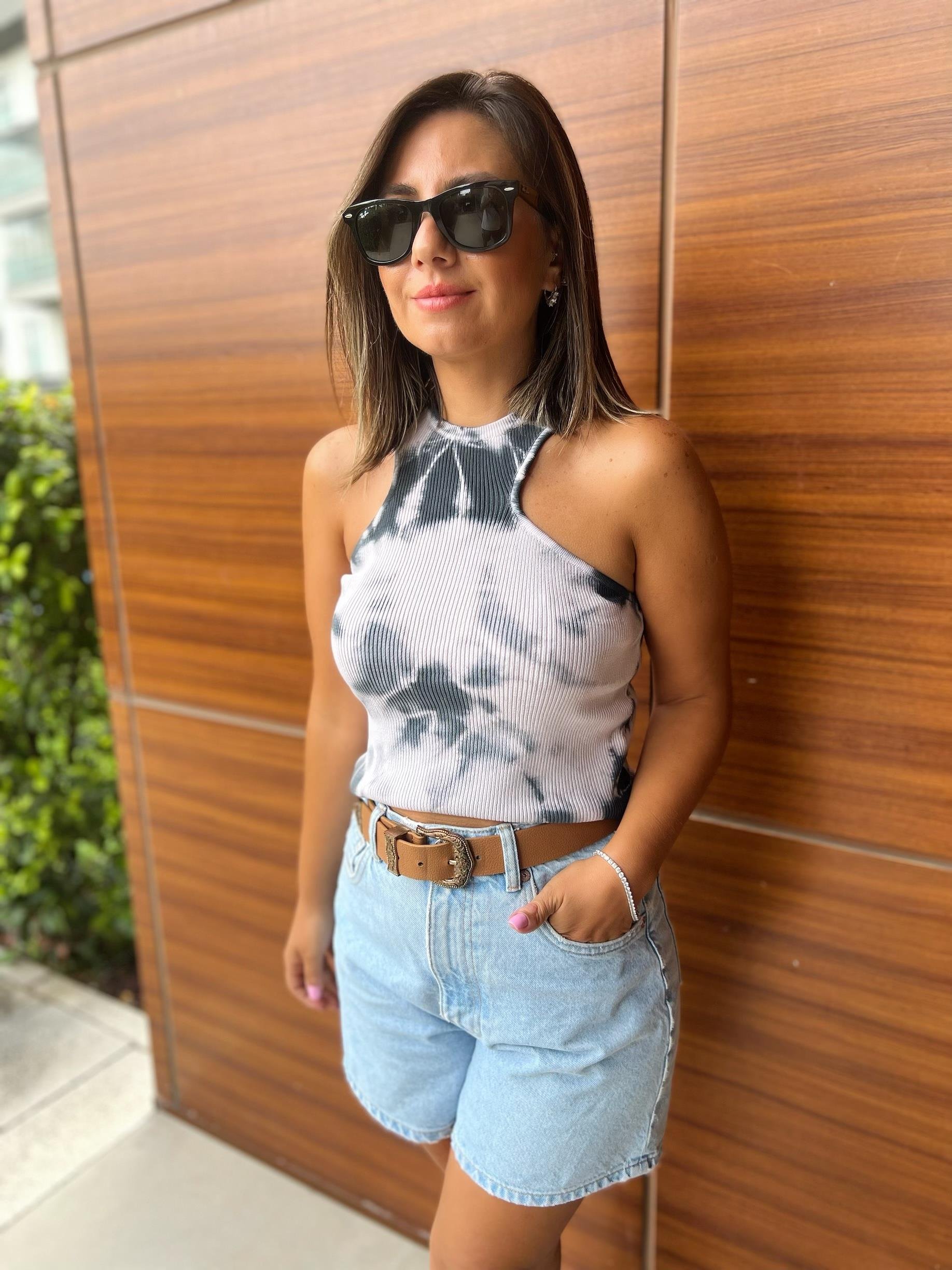 Füme Batik Desen Halter Yaka Triko
