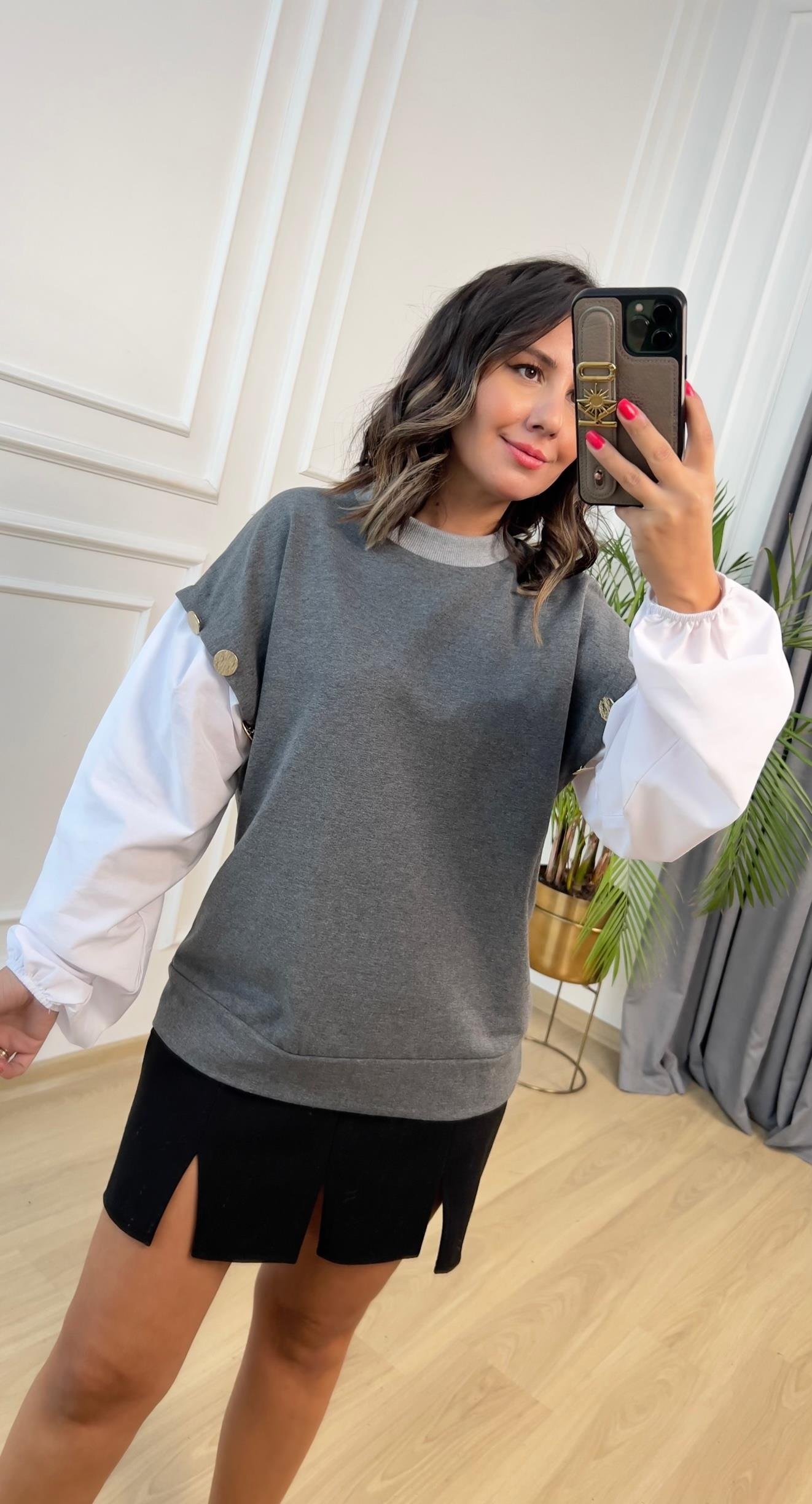 Gri Bluz Detaylı Sweat