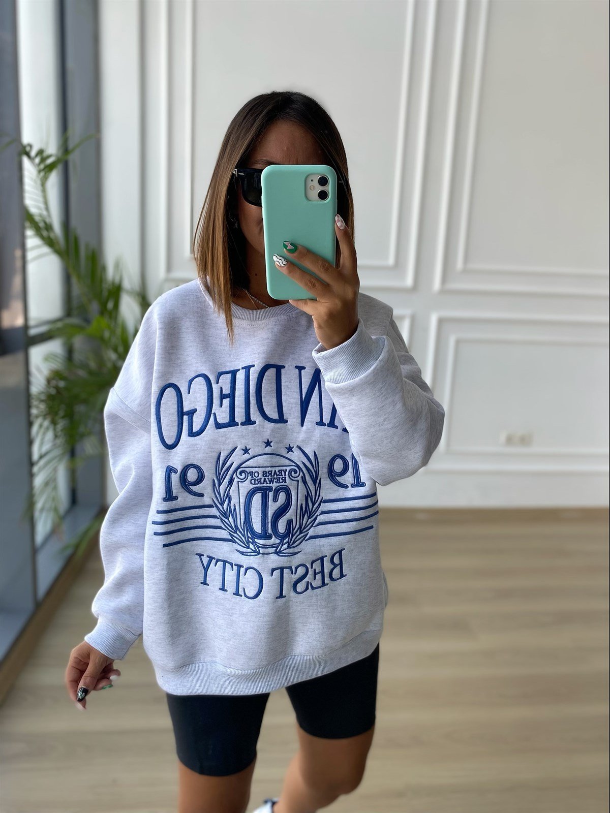 Gri San Diego Baskılı Sweat